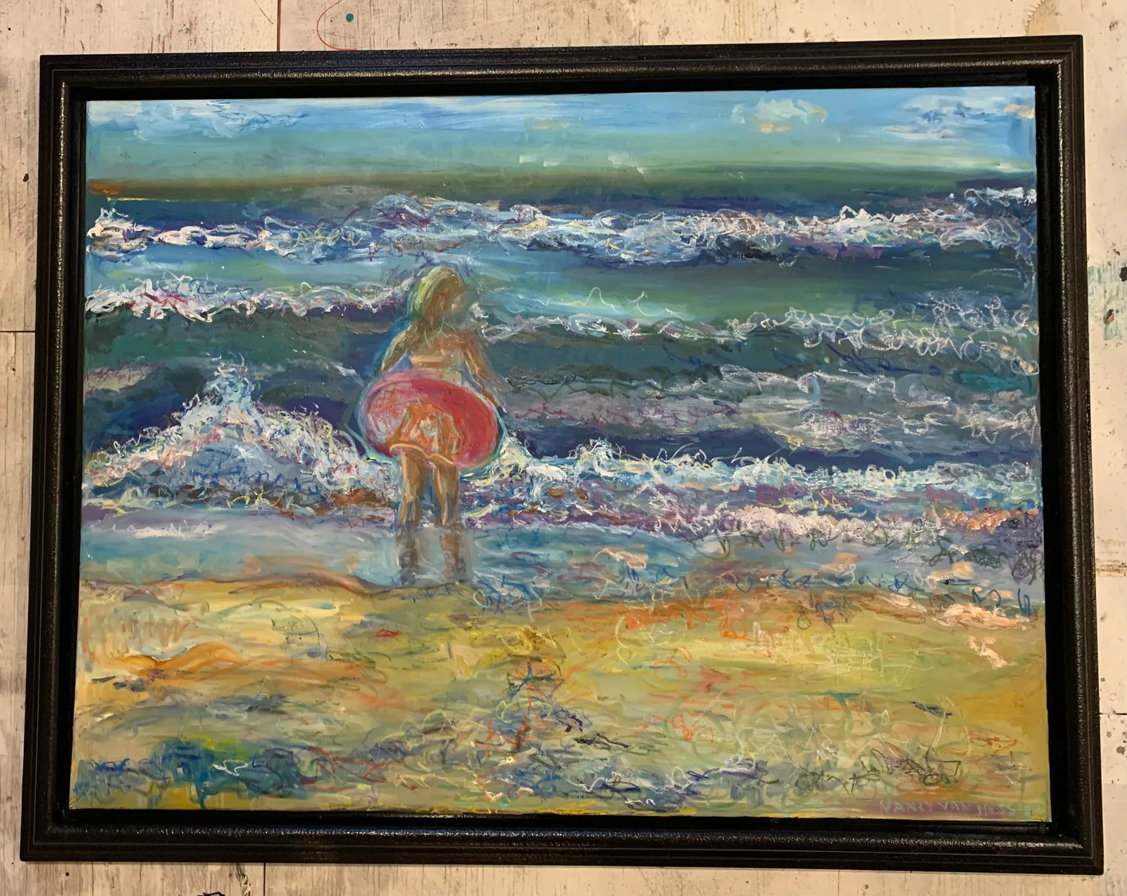 Waves, Oil Painting, Framed, One-of-a-Kind Art, by Van Ness - 2