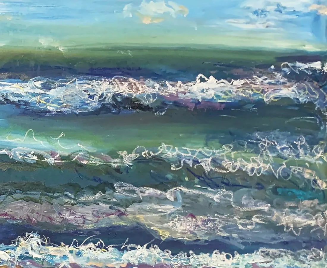 Waves, Oil Painting, Framed, One-of-a-Kind Art, by Van Ness - 5