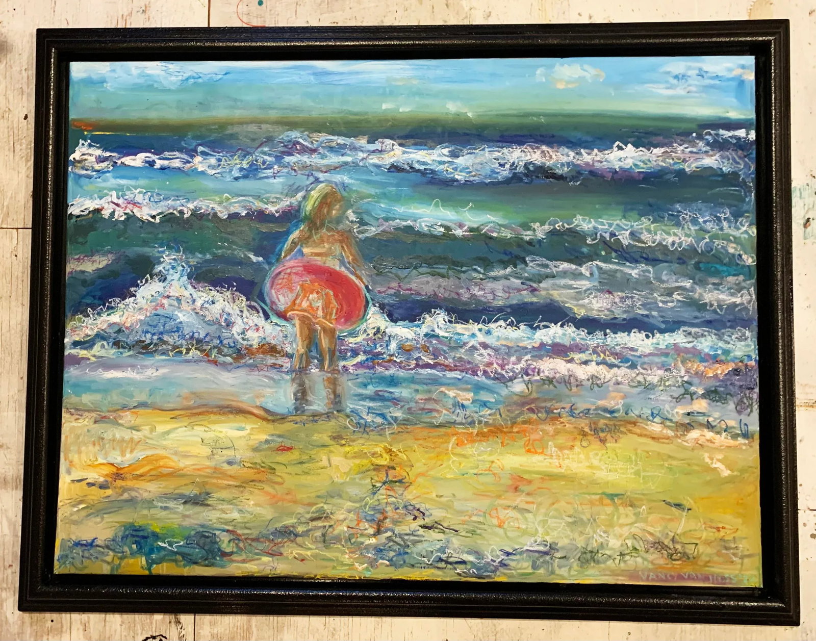 Waves, Oil Painting, Framed, One-of-a-Kind Art, by Van Ness - 8