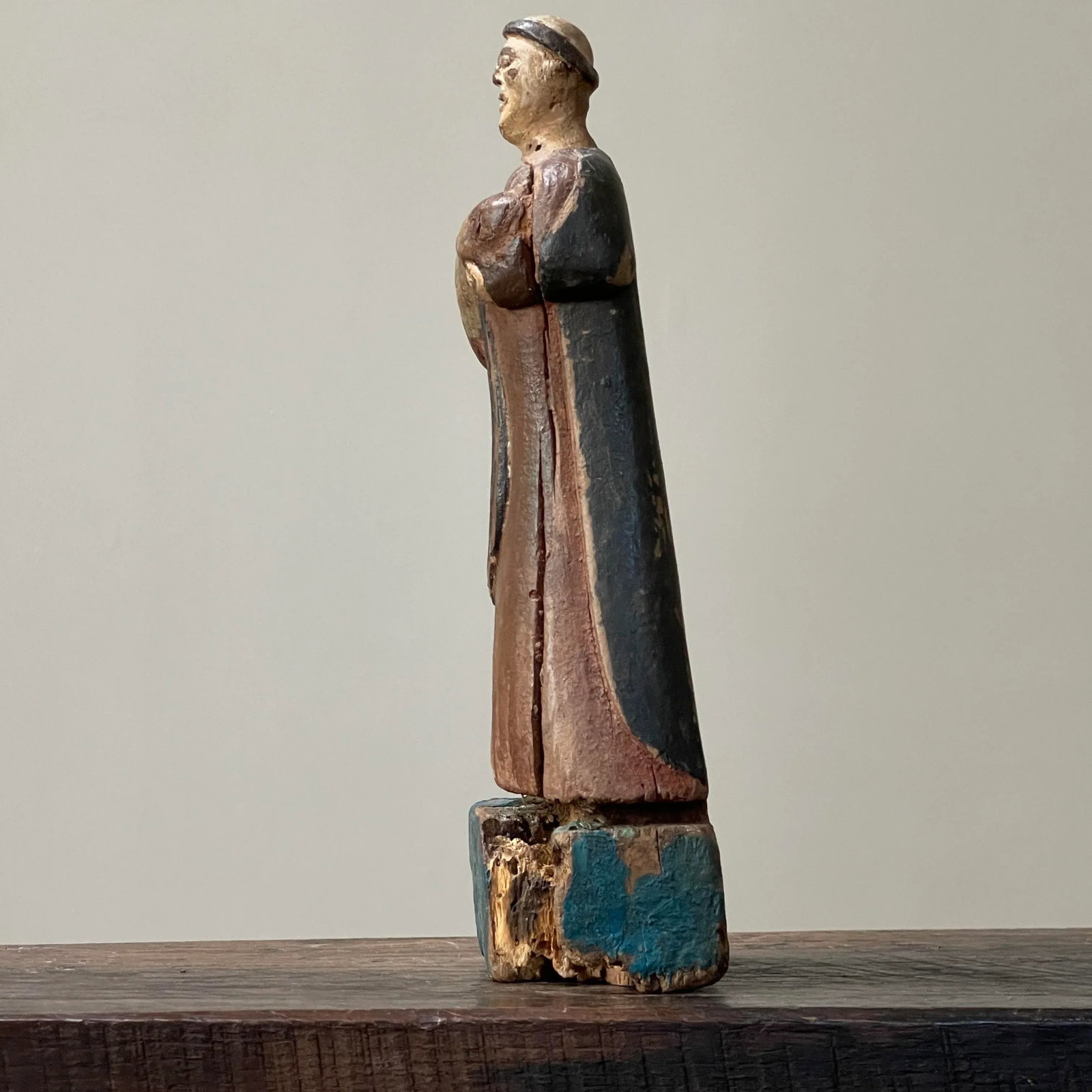 19th Century Spanish Hand Carved Polychrome Santo Sculpture - 3