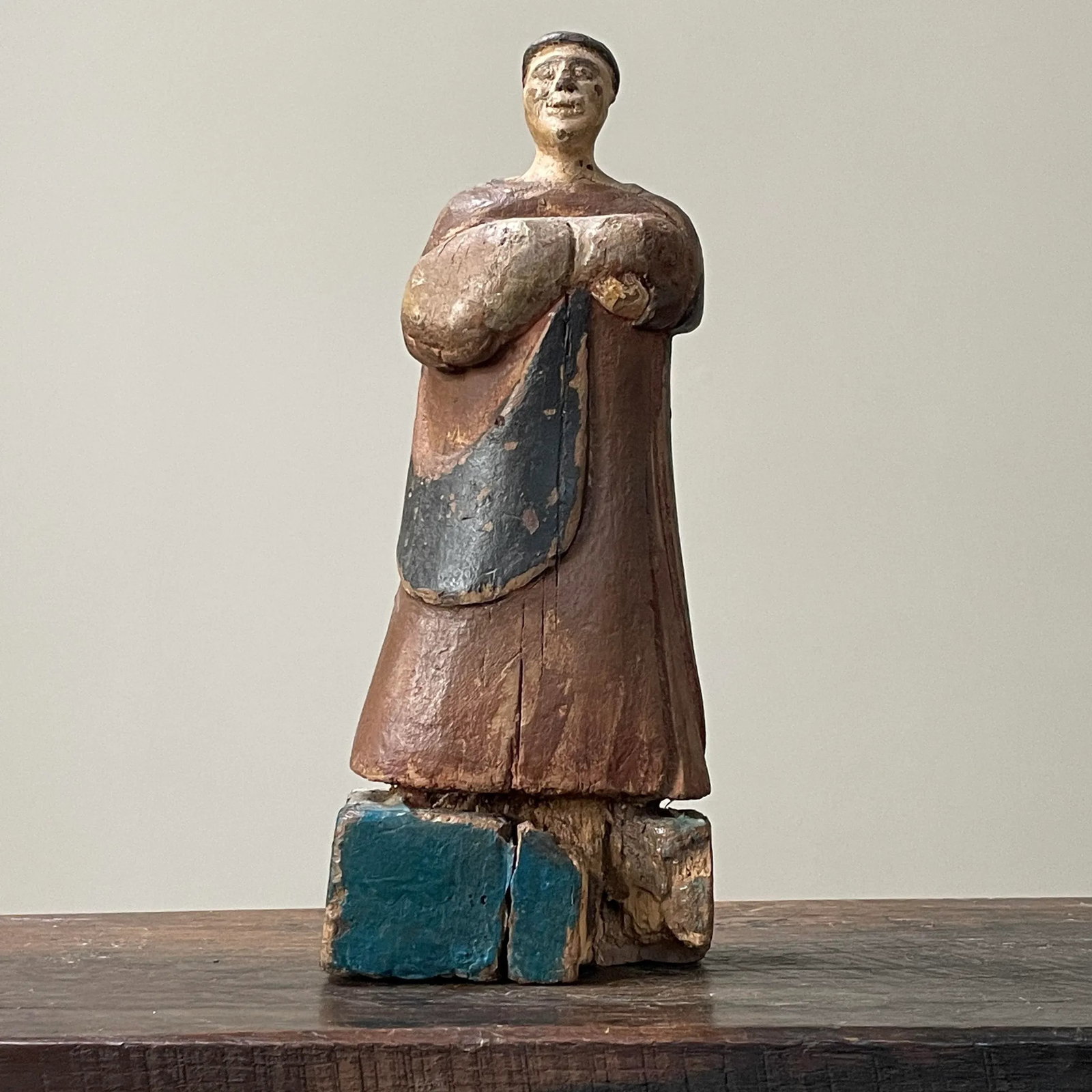 19th Century Spanish Hand Carved Polychrome Santo Sculpture - 9