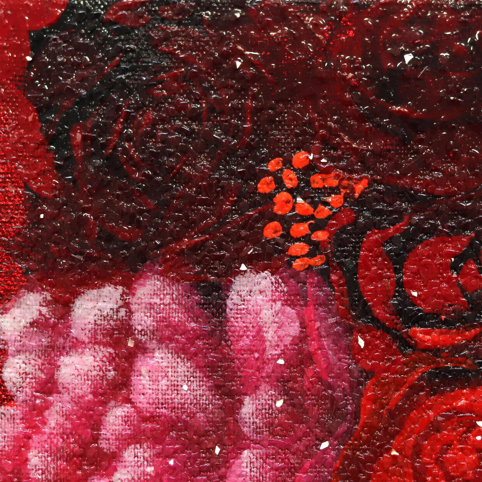 Textured Portrait Floral Pop Art Acrylic Painting "Red" Contemporary Original by Sally K - 2