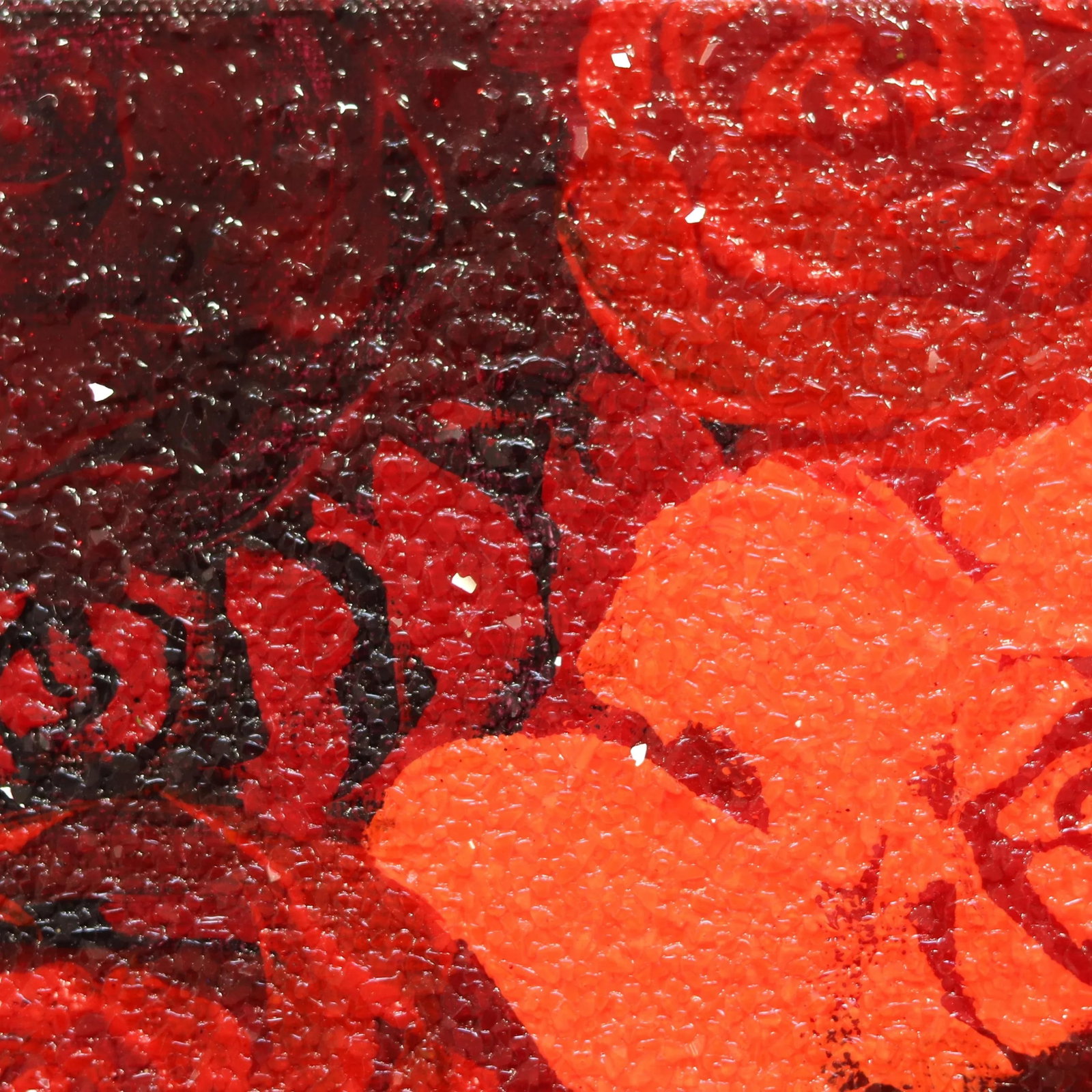 Textured Portrait Floral Pop Art Acrylic Painting "Red" Contemporary Original by Sally K - 3