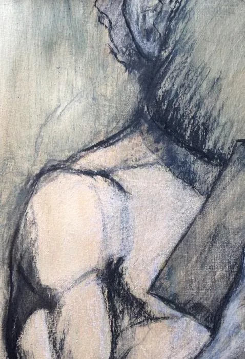 Original Realist Figurative Mixed Media Drawing, "The Reader" by Kathleen Ney - 3