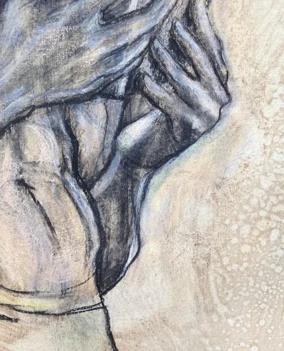 Original Realist Figurative Mixed Media Drawing, "The Reader" by Kathleen Ney - 5