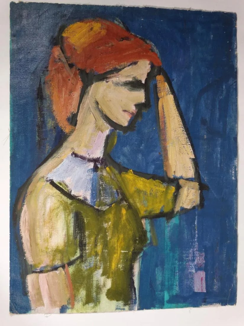 Marie Cofalka Portrait Oil Painting of a Red Headed Woman in Profile - 3