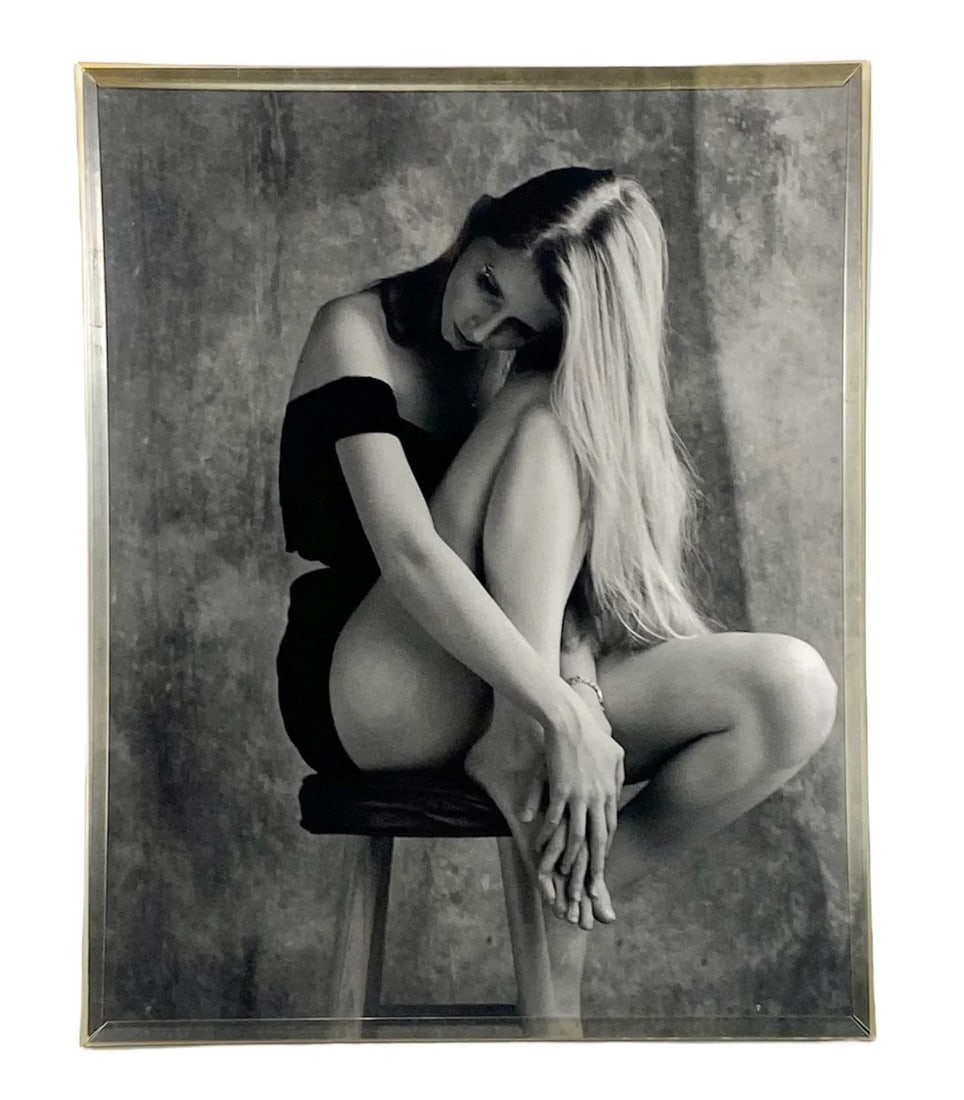 1990s Vintage Black and White Framed Expressionist Art Photograph of Woman - 11