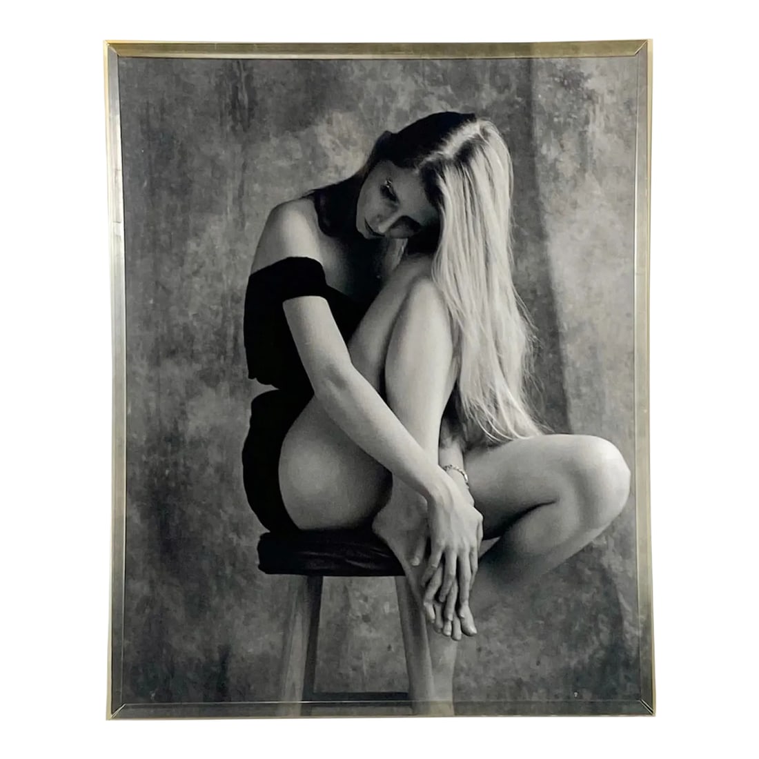 1990s Vintage Black and White Framed Expressionist Art Photograph of Woman: This is an original photo from the 90s. I just have one original copy. I opted to not reframe this gem because I love that it is still framed in its original modern frame and I wanted to leave the