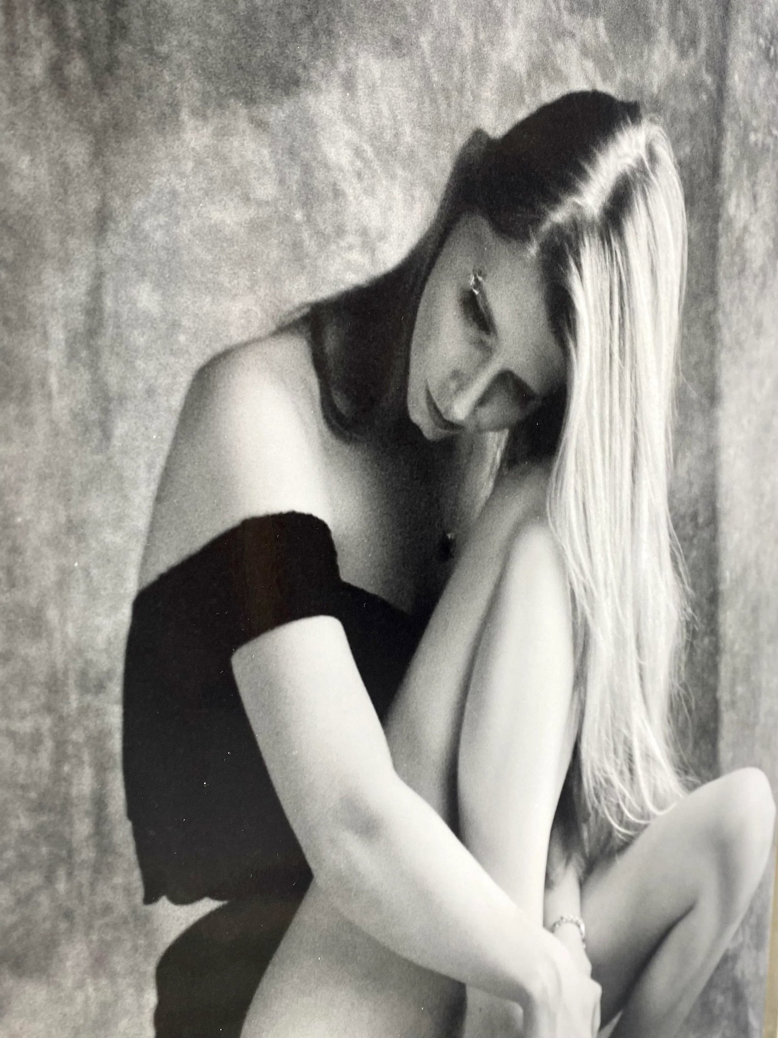 1990s Vintage Black and White Framed Expressionist Art Photograph of Woman - 4