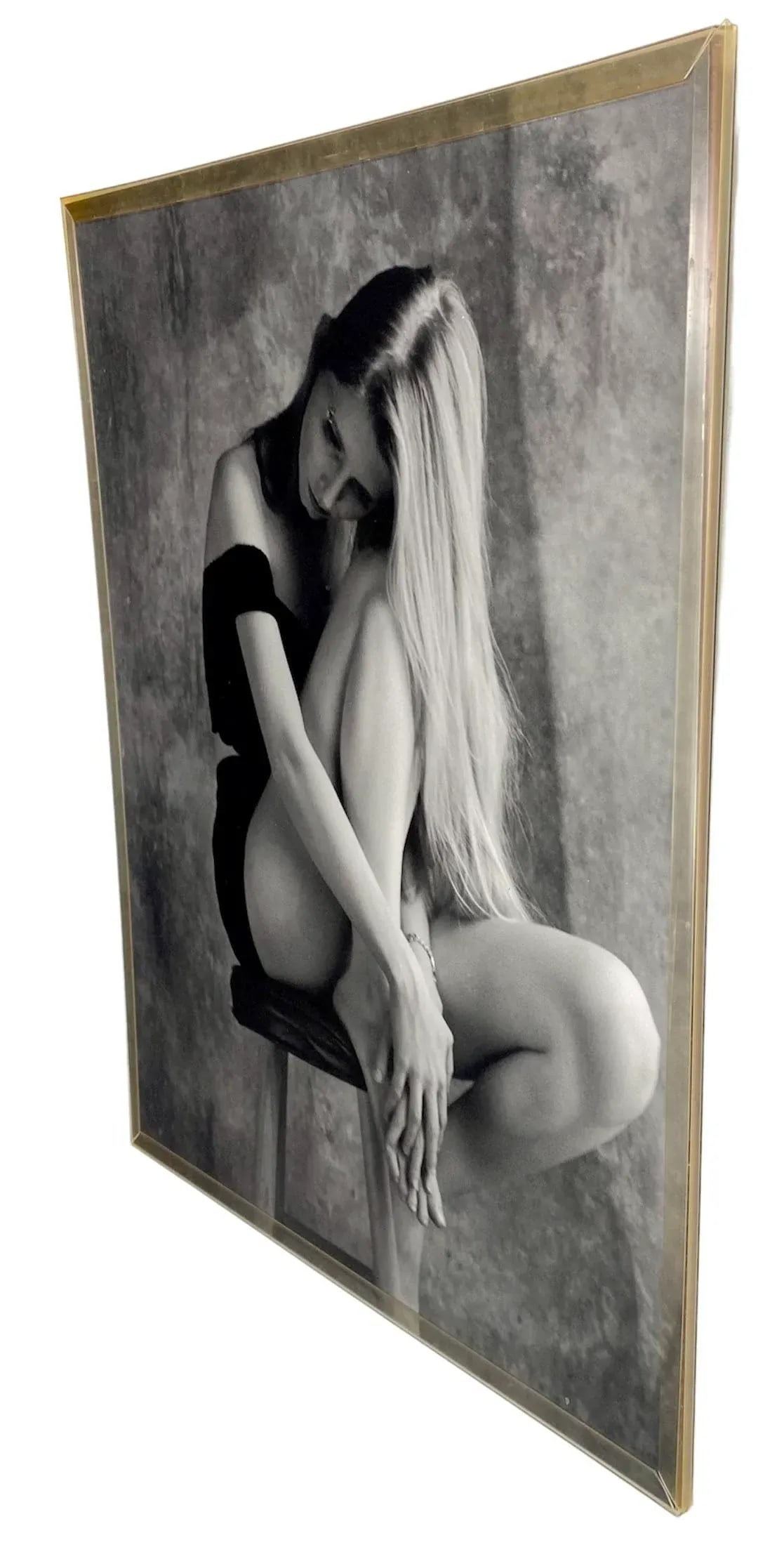 1990s Vintage Black and White Framed Expressionist Art Photograph of Woman - 6