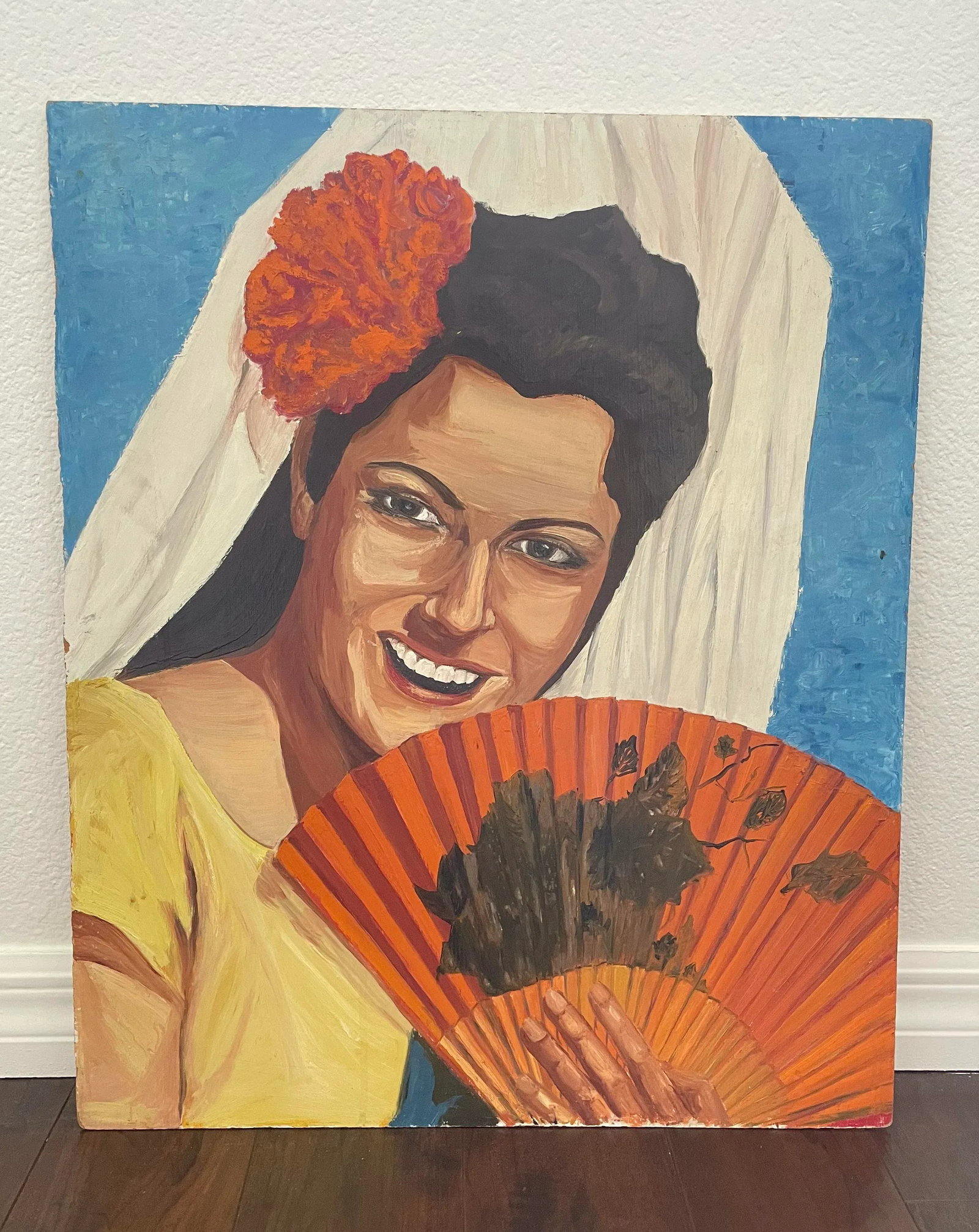 Vintage Oil on Cardboard Portrait Painting of a Flamenco Dancer - 13
