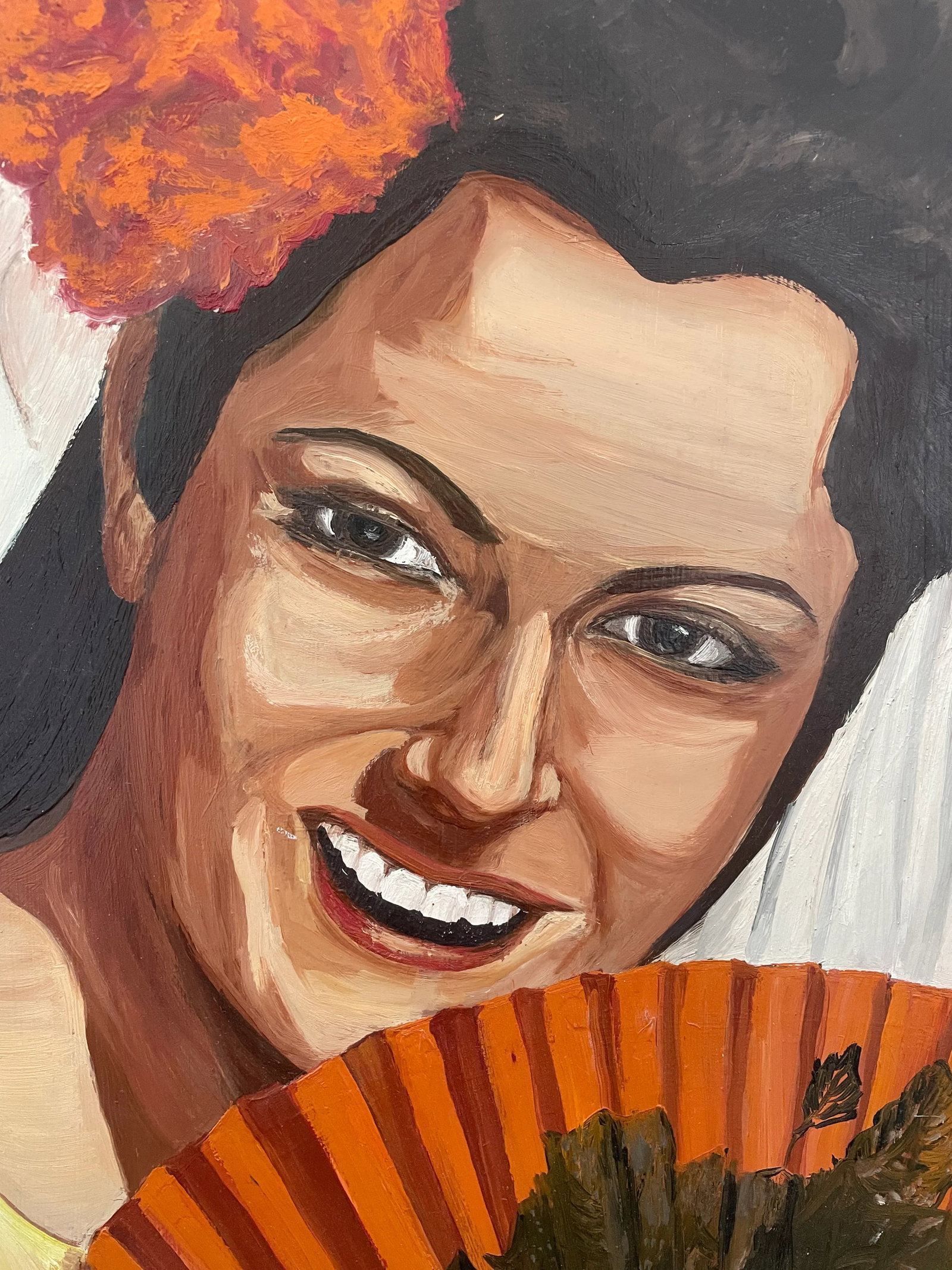 Vintage Oil on Cardboard Portrait Painting of a Flamenco Dancer - 2