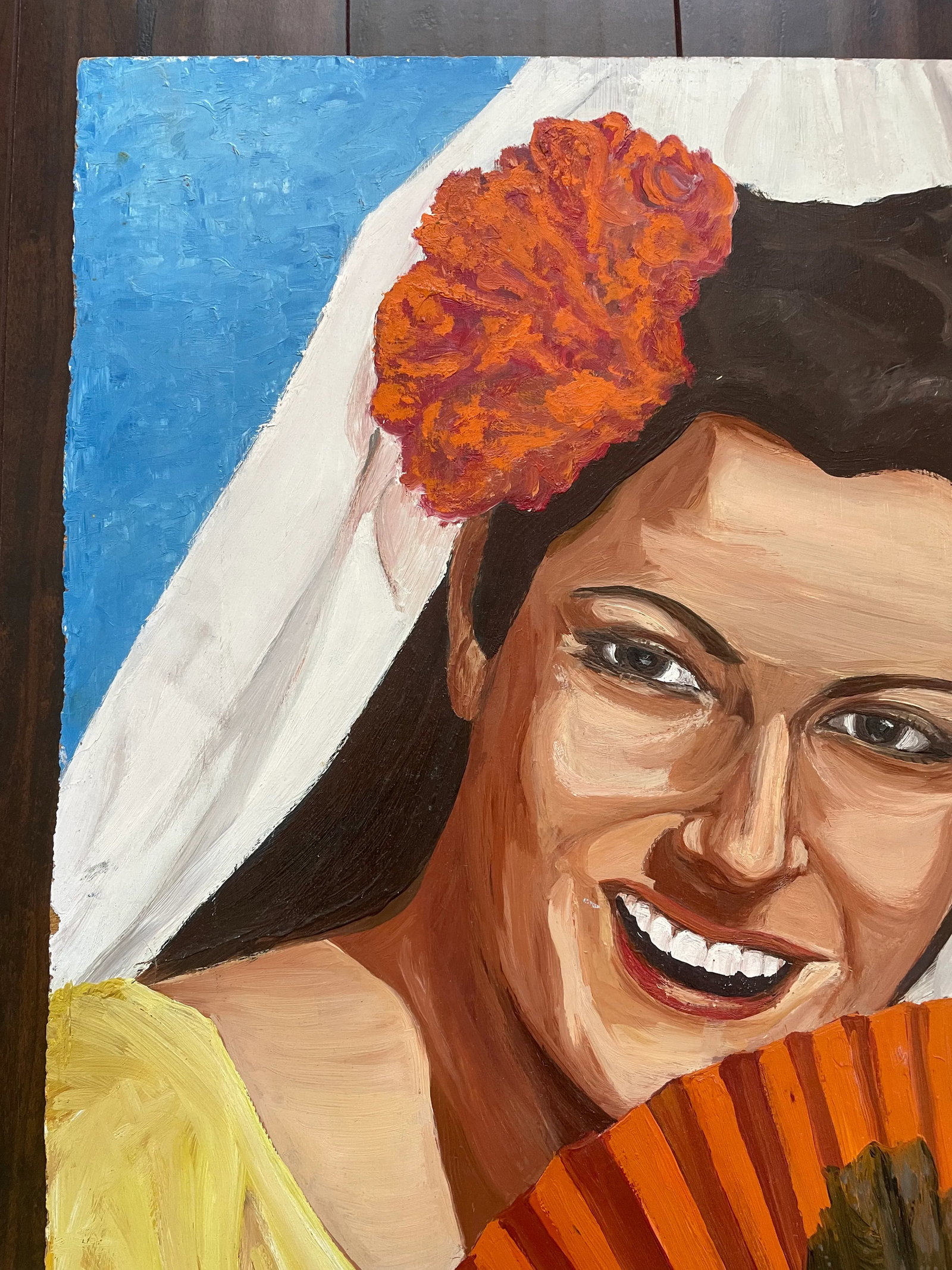 Vintage Oil on Cardboard Portrait Painting of a Flamenco Dancer - 4
