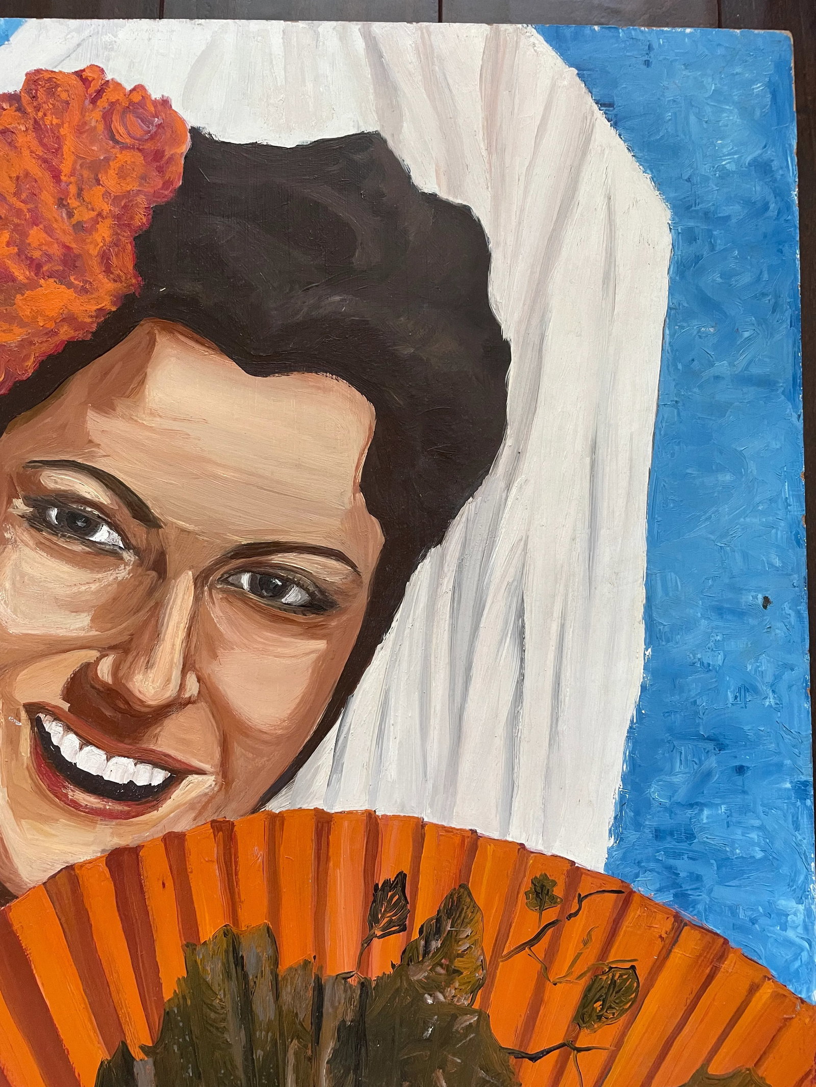 Vintage Oil on Cardboard Portrait Painting of a Flamenco Dancer - 5
