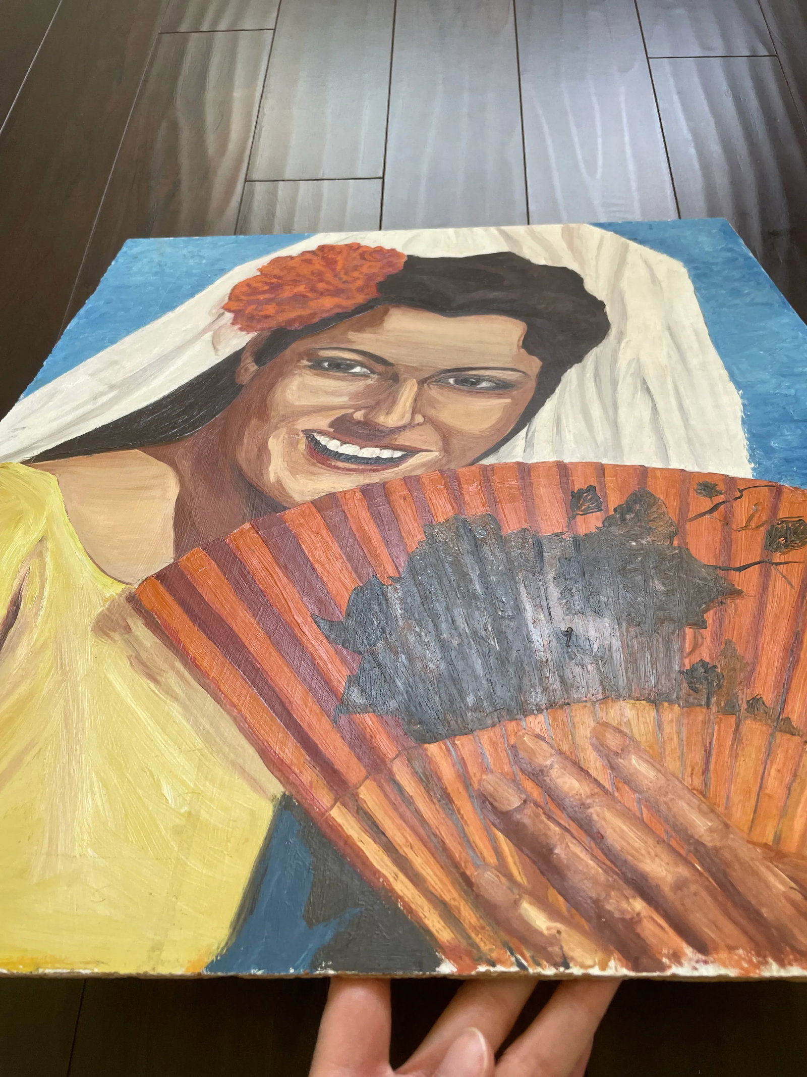 Vintage Oil on Cardboard Portrait Painting of a Flamenco Dancer - 8