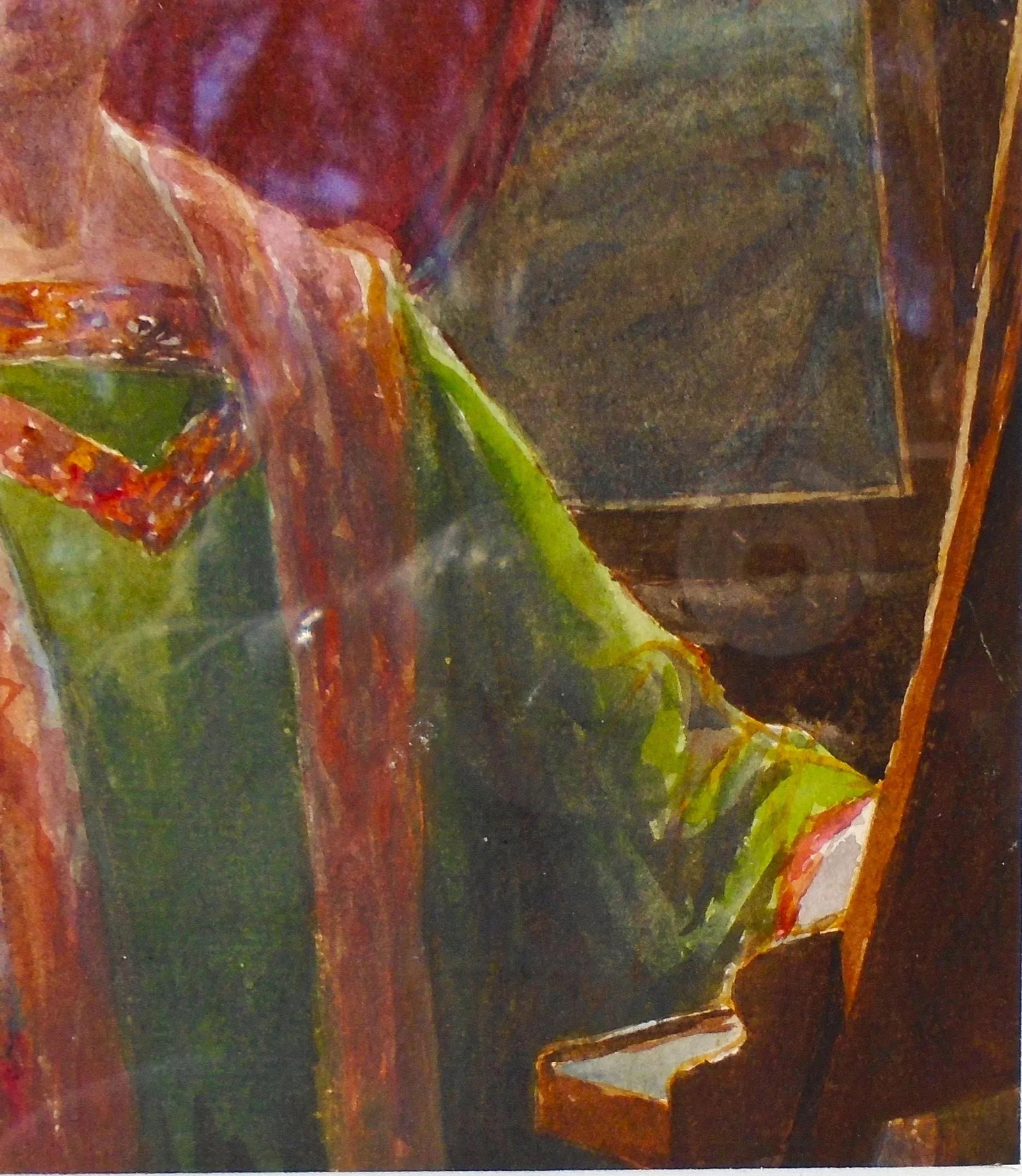 "Self Portrait - 1918" Original Pre-Raphael Style Portrait Watercolor Painting, Framed - 5