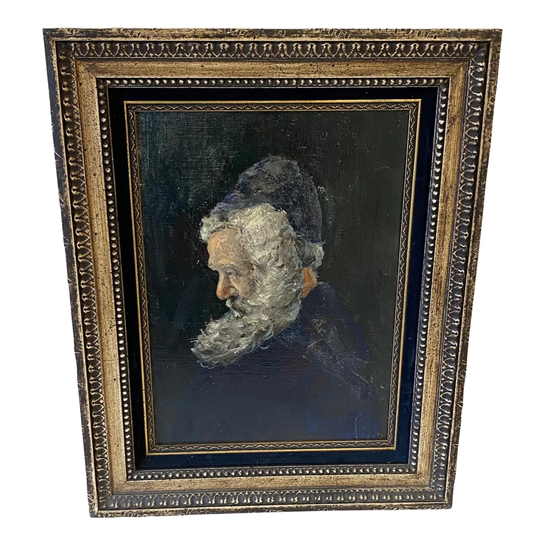 Early 20th Century Framed Old Man Profile Portrait Oil Painting (1 of 13)