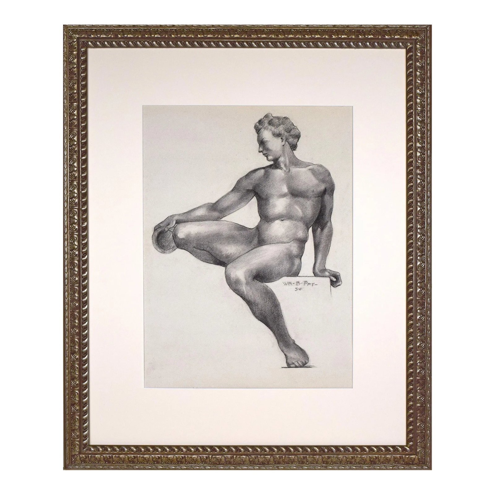 Vintage Art Deco Graphite Neoclassical Male Nude Figure Study by Illustrator William B Pattengill 19 (1 of 8)