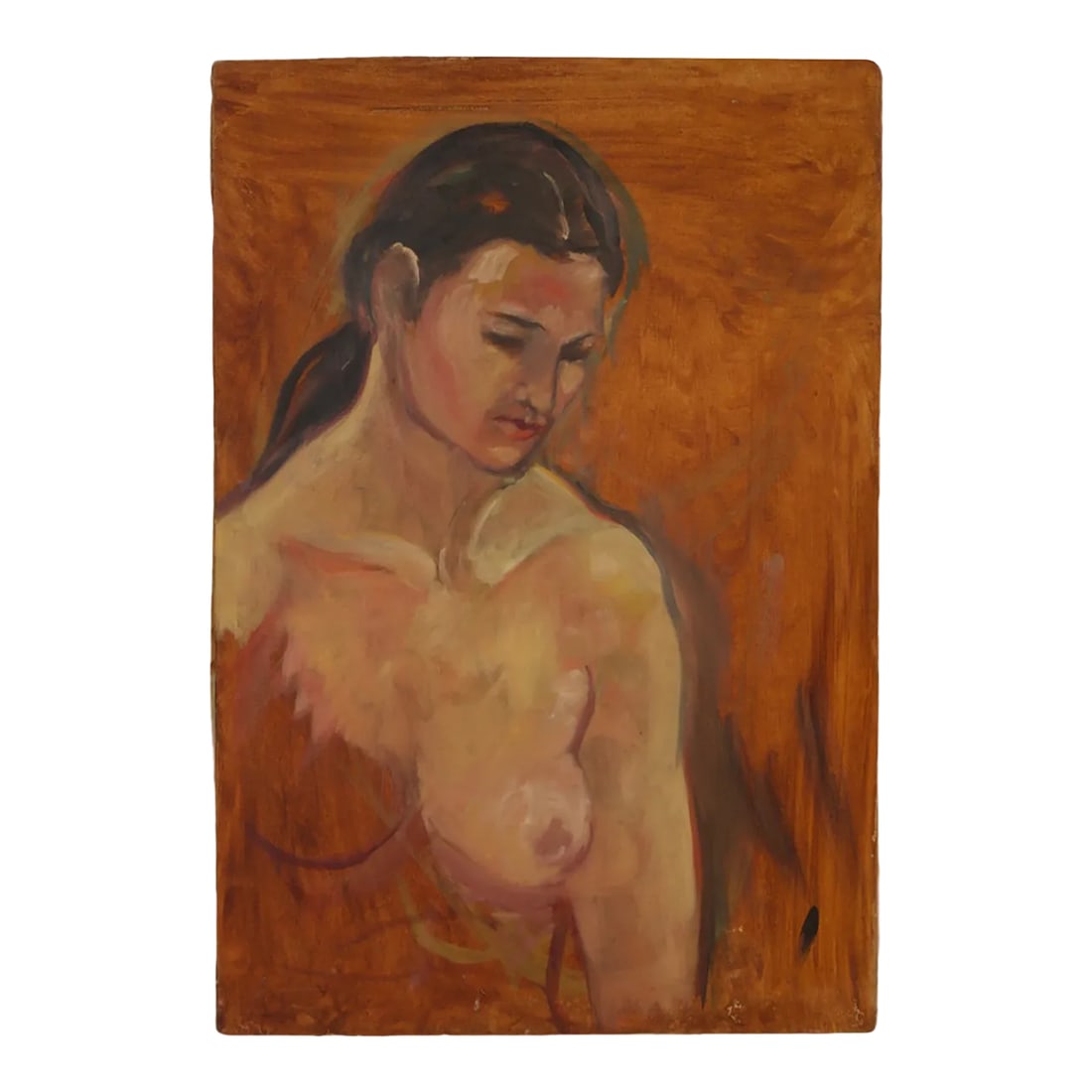 Nude Portrait of a Woman Original Artwork Outsider Art Oil Painting: Original, nude painting of a woman on canvas. Oil and/or acrylic Unsigned. From the estate of Sharon White. Condition: Alterations: Original Condition Unaltered Imperfections: Some Imperfections