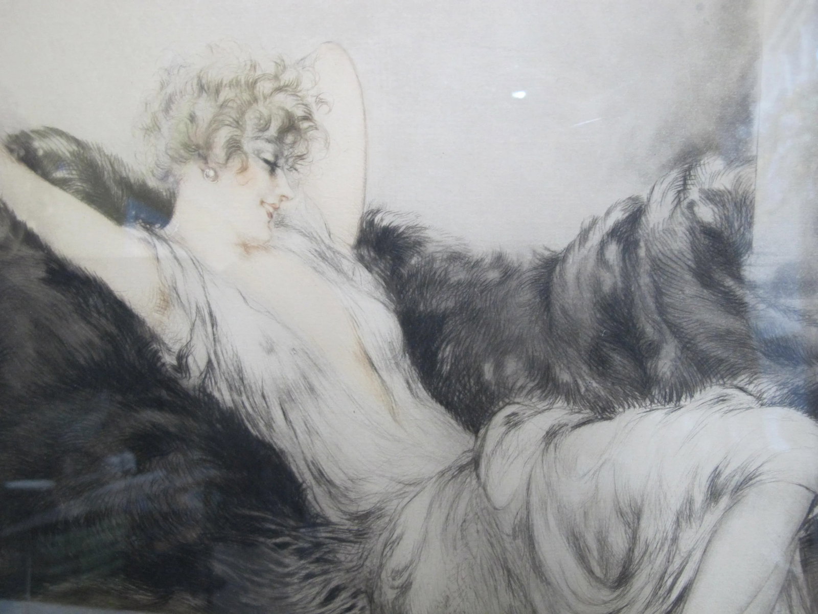 Louis Icart Signed Original Paresse Laziness Art Deco Female Portrait Etching - 5