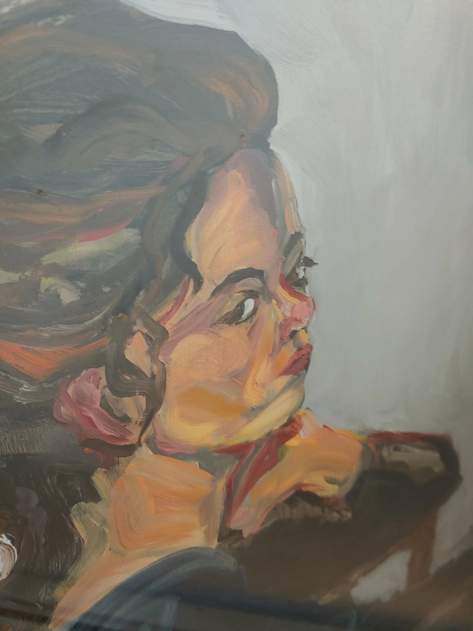 1990s Modern Signed Expressionist Female Portrait Painting, Framed - 3