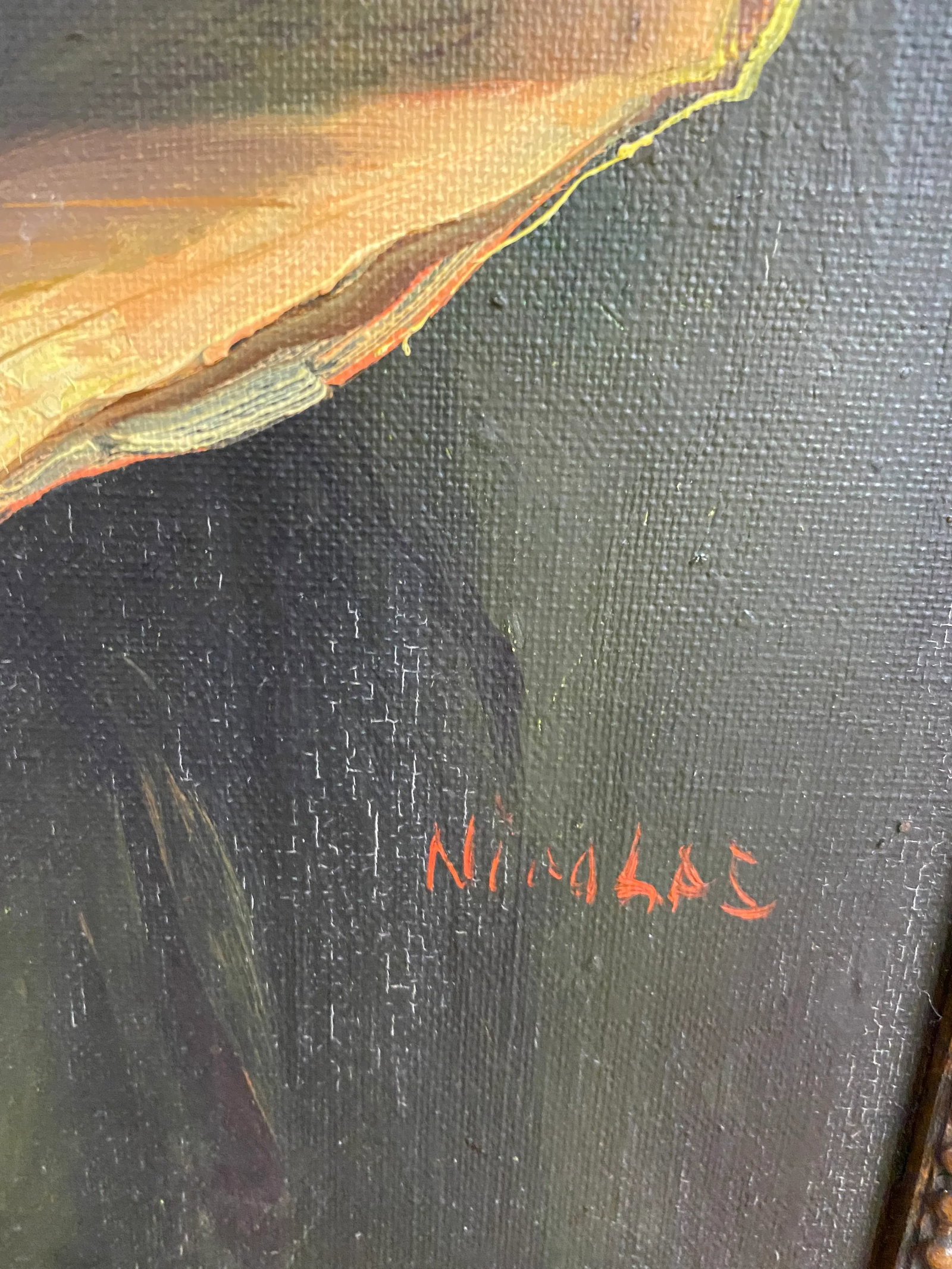 Artist Signed "Old Man Reading" Framed Oil Painting - 3