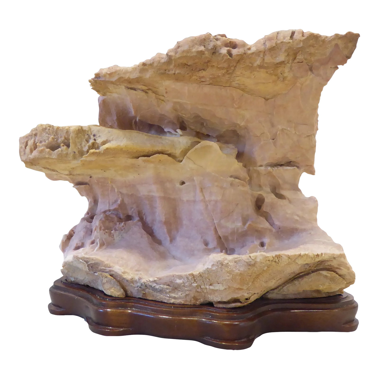 Antique Chinese Marble Scholar's Rock: Marble scholar's rock on carved wooden stand. Condition: Alterations: Unknown Imperfections: Some Imperfections Condition Notes: Excellent, light wear Origin: China Materials & Techniques: