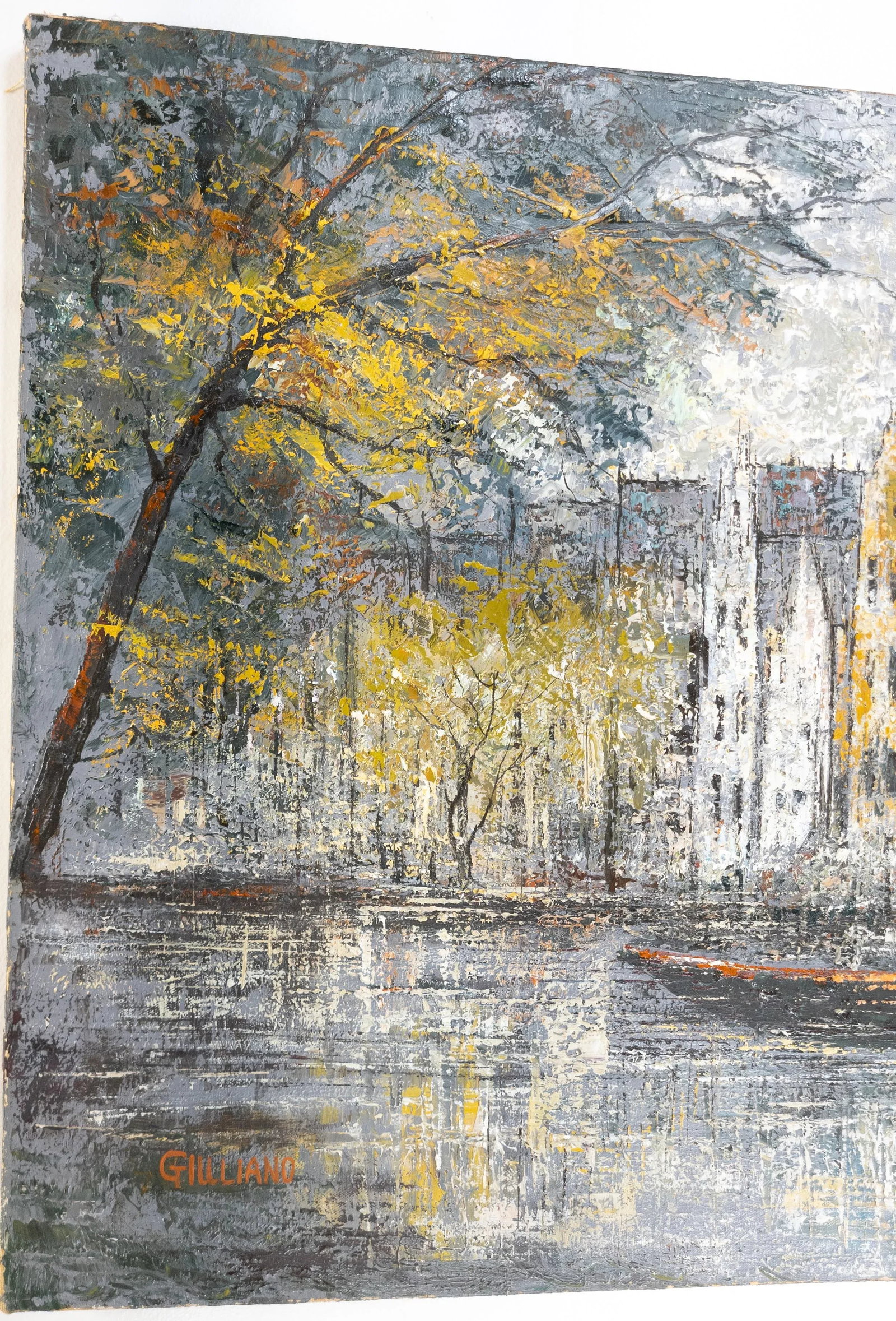 1970's Vintage Abstract Impressionist Cityscape Landscape Painting - 2
