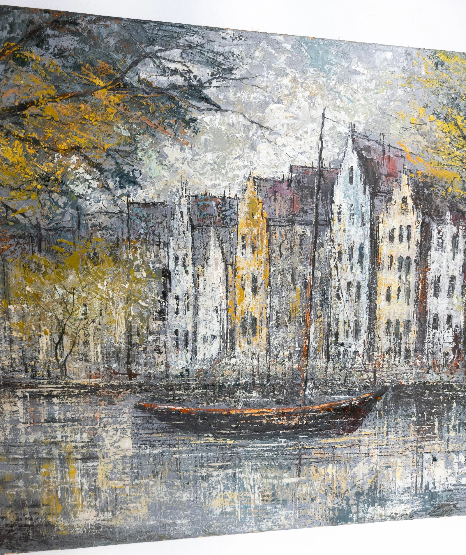 1970's Vintage Abstract Impressionist Cityscape Landscape Painting - 3