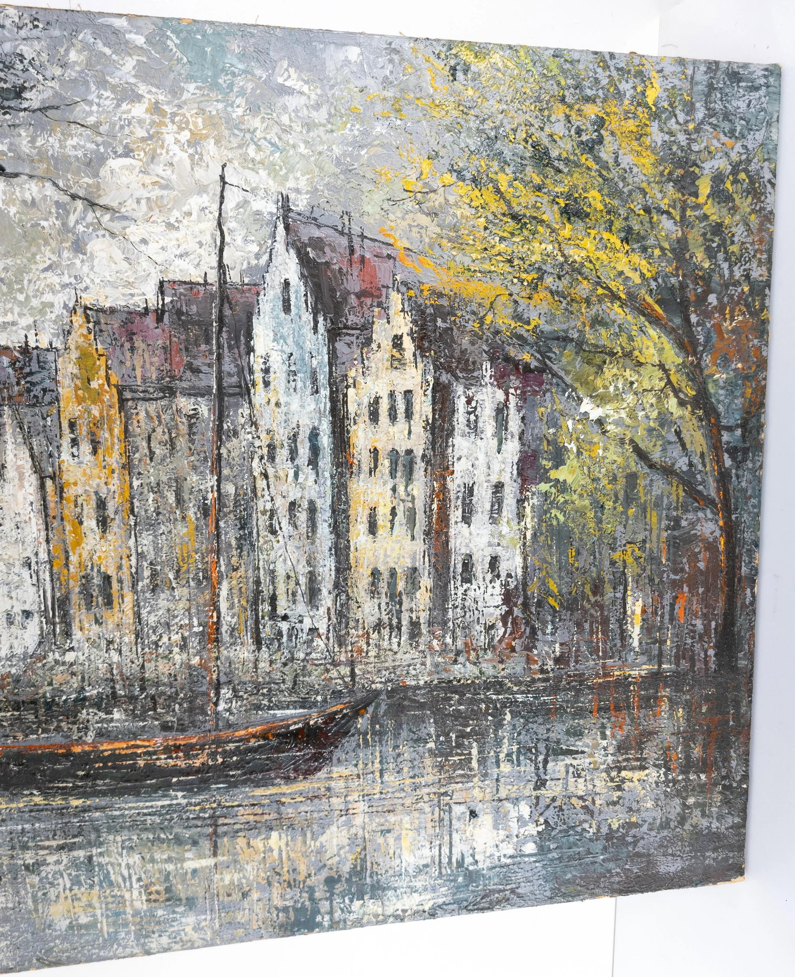 1970's Vintage Abstract Impressionist Cityscape Landscape Painting - 4