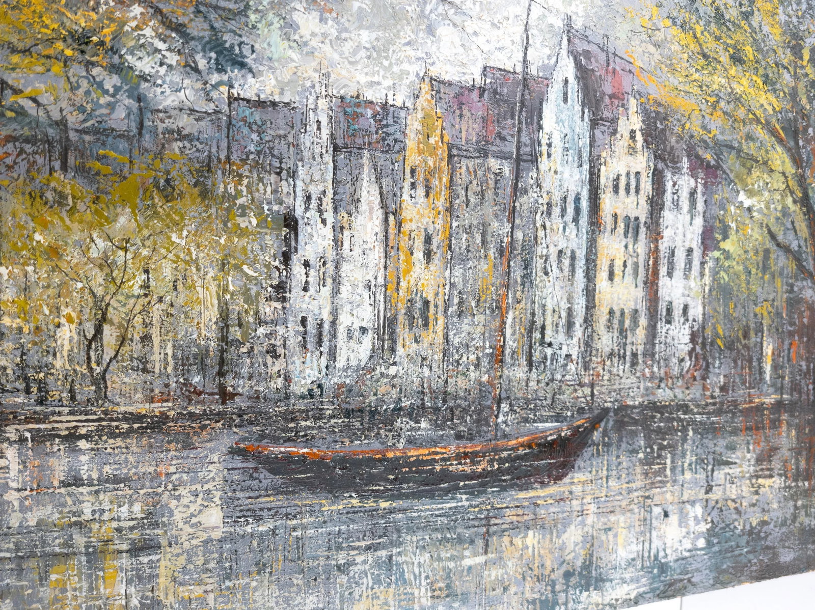 1970's Vintage Abstract Impressionist Cityscape Landscape Painting - 6