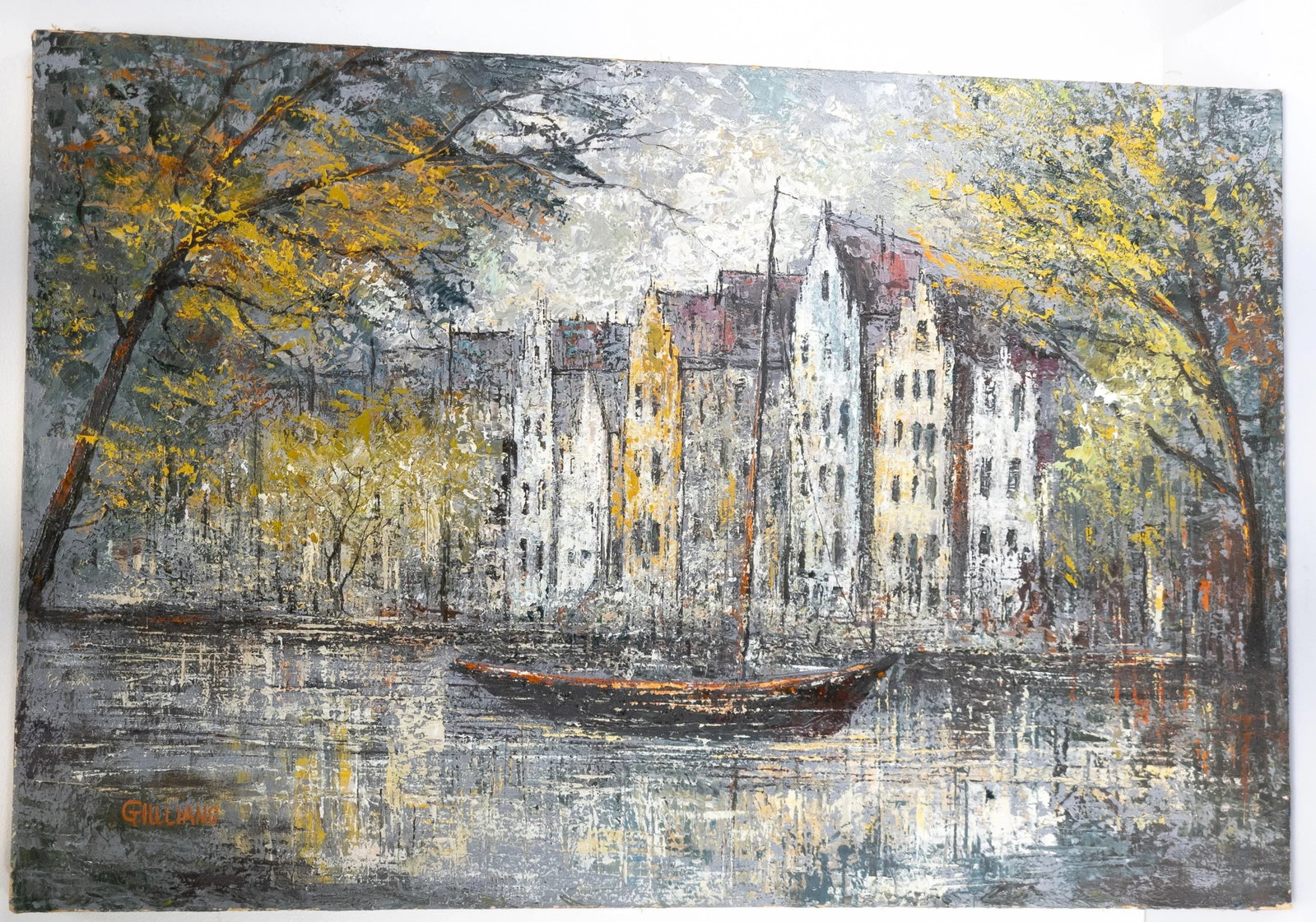1970's Vintage Abstract Impressionist Cityscape Landscape Painting - 9