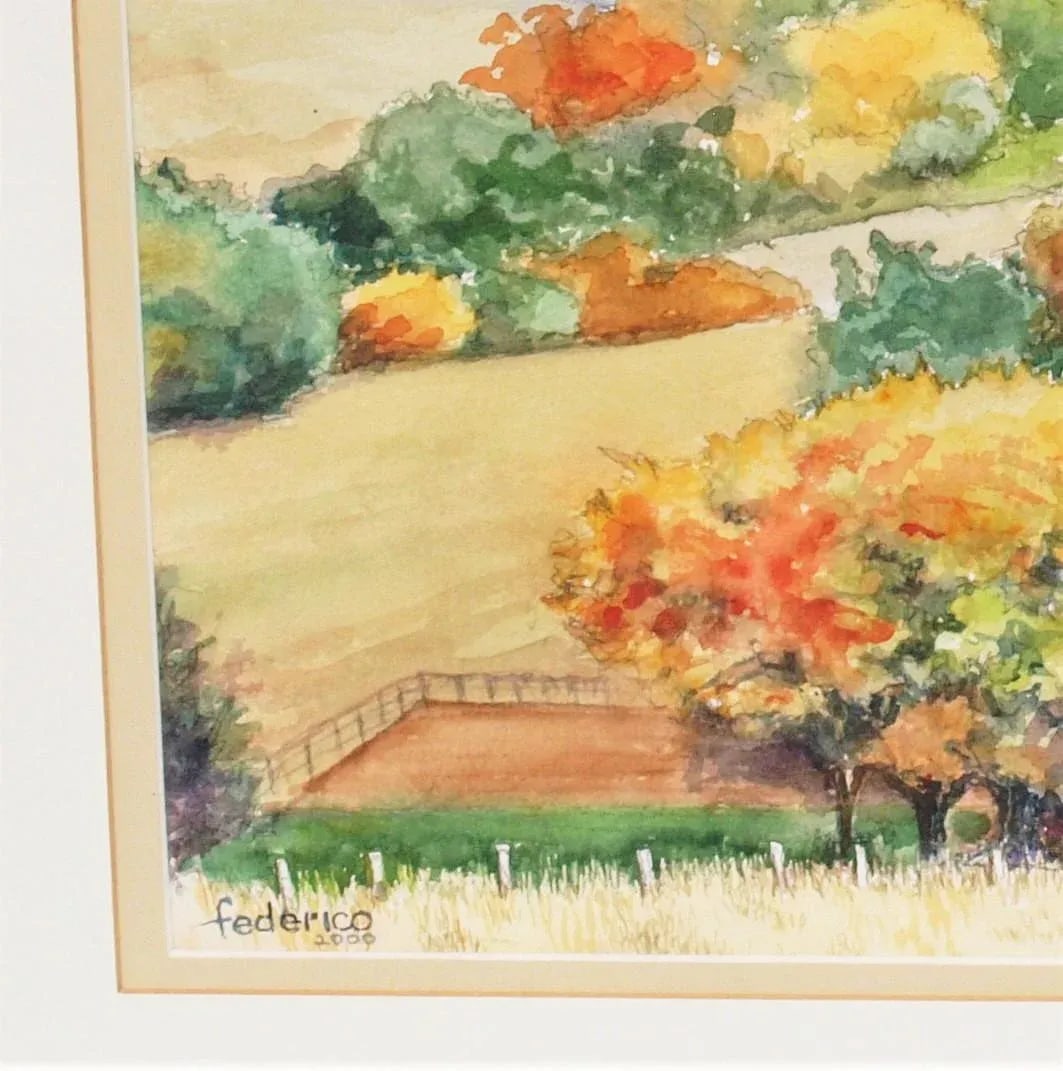 Framed Pastural Watercolor by California Artist Harry Frederico - 3