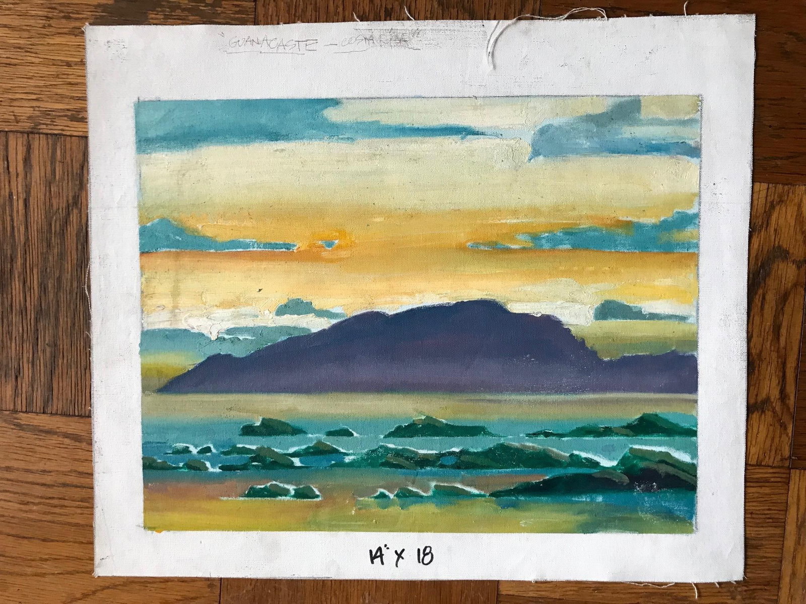 Waves Against a Yellow Sky - Original Oil Painting by David Beynon Pena - 3