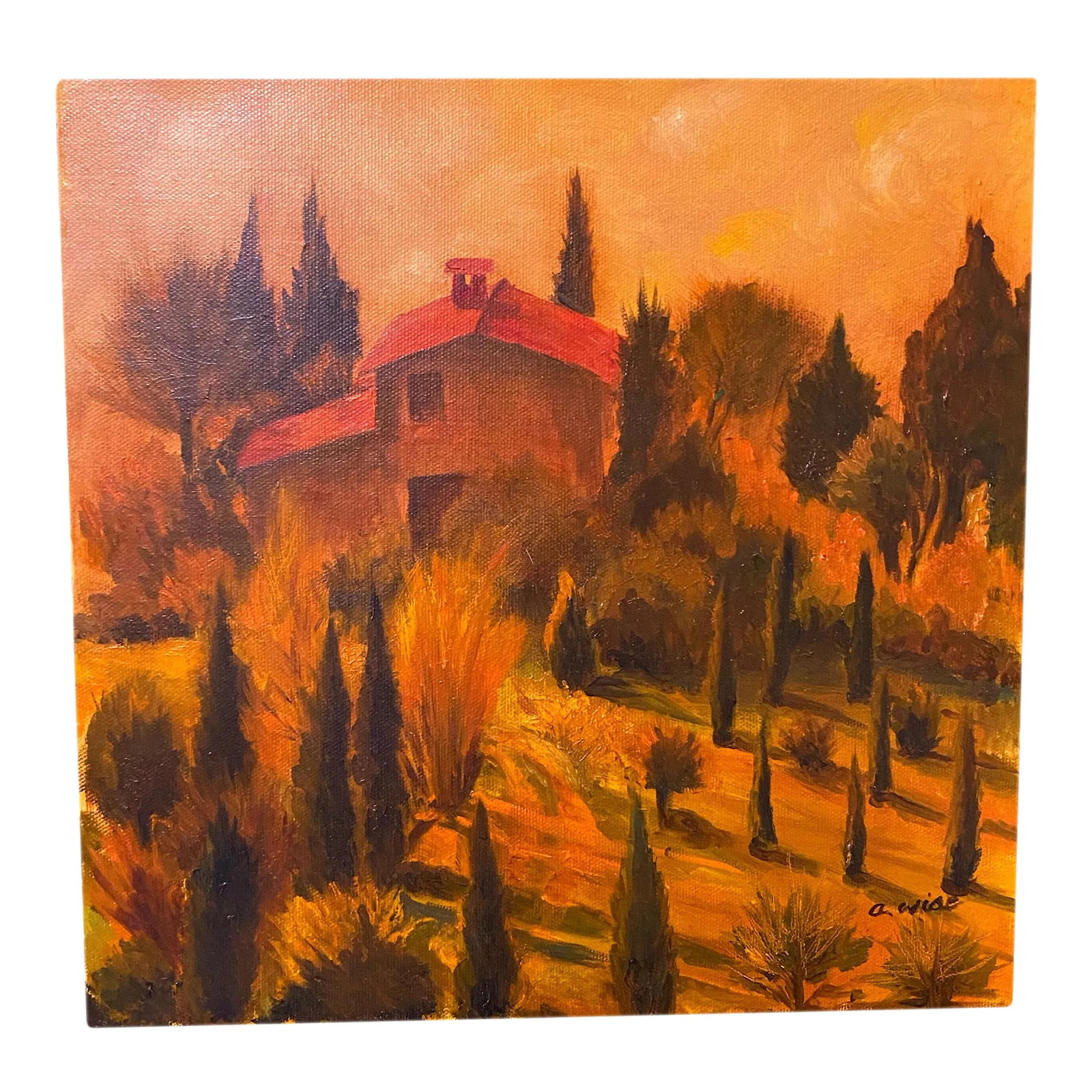 Vintage Italian Painting: A vintage painting on canvas of an Italian country side. Unframed. Condition: Alterations: Original Condition Unaltered Imperfections: Some Imperfections Condition Notes: Excellent condition with