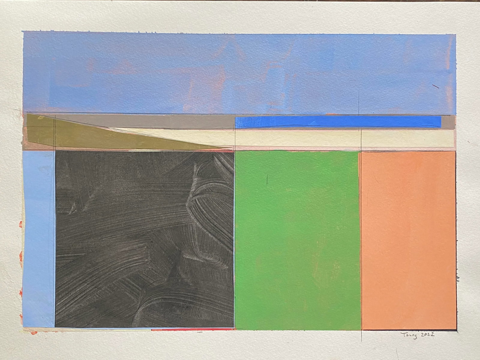 "Lake Series (On Paper)" Contemporary Original Abstract Landscape Acrylic Painting by Bryan Young - 2