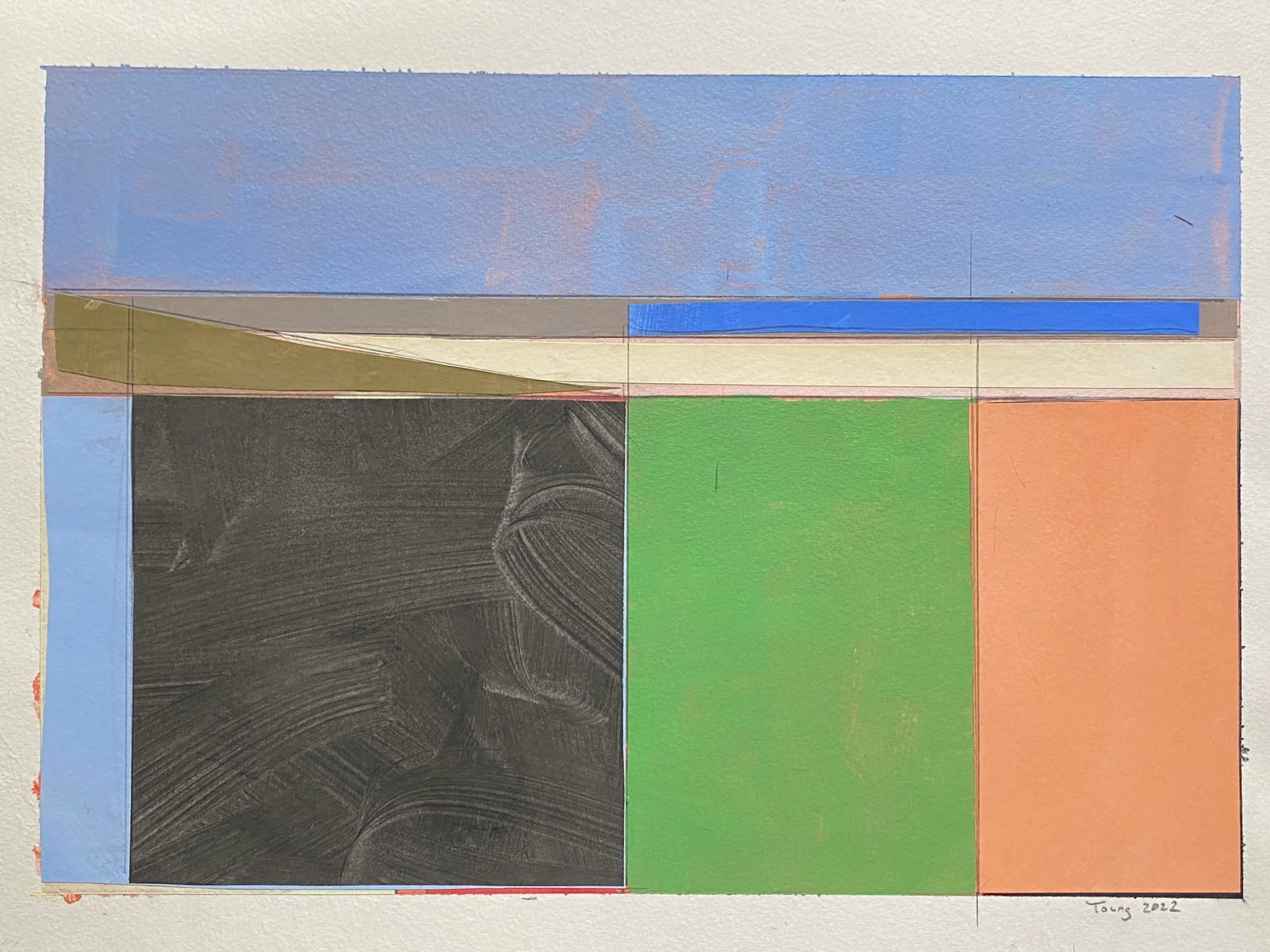 "Lake Series (On Paper)" Contemporary Original Abstract Landscape Acrylic Painting by Bryan Young - 3