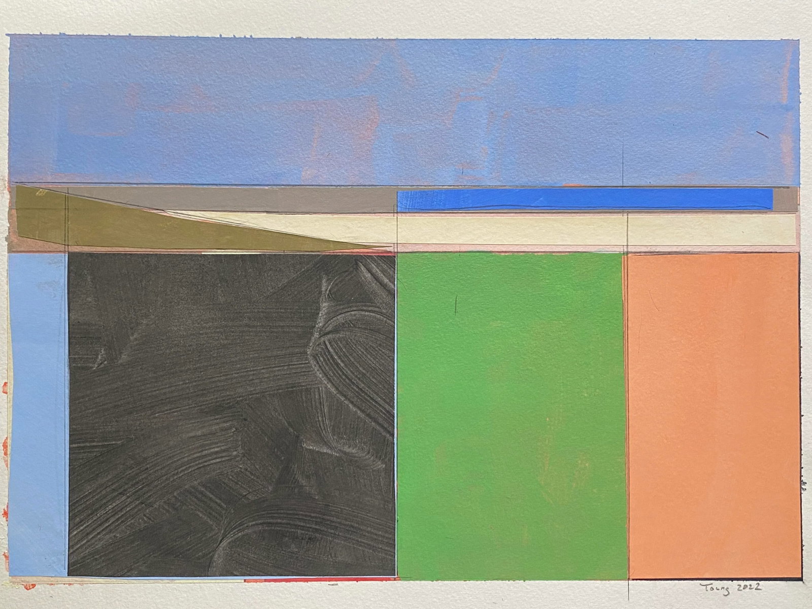 "Lake Series (On Paper)" Contemporary Original Abstract Landscape Acrylic Painting by Bryan Young - 5