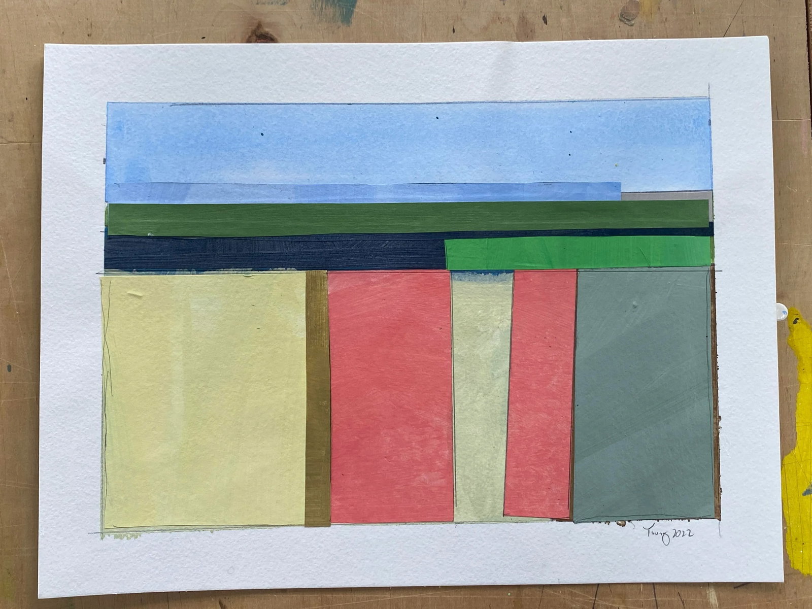 "Lake Series" Contemporary Original Abstract Landscape Acrylic Painting by Bryan Young - 2