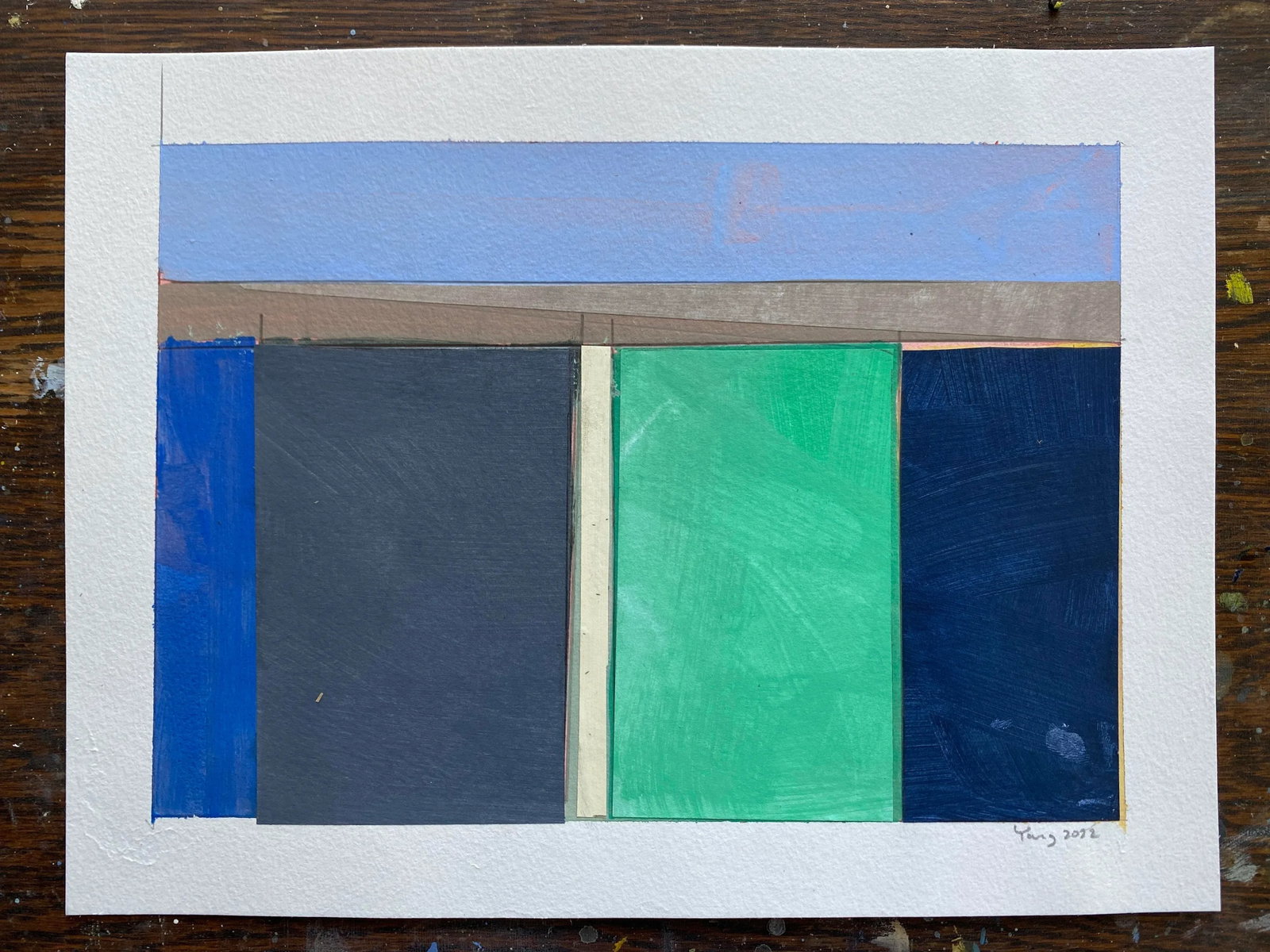 "Lake Series" Contemporary Original Abstract Landscape Acrylic Painting by Bryan Young - 2
