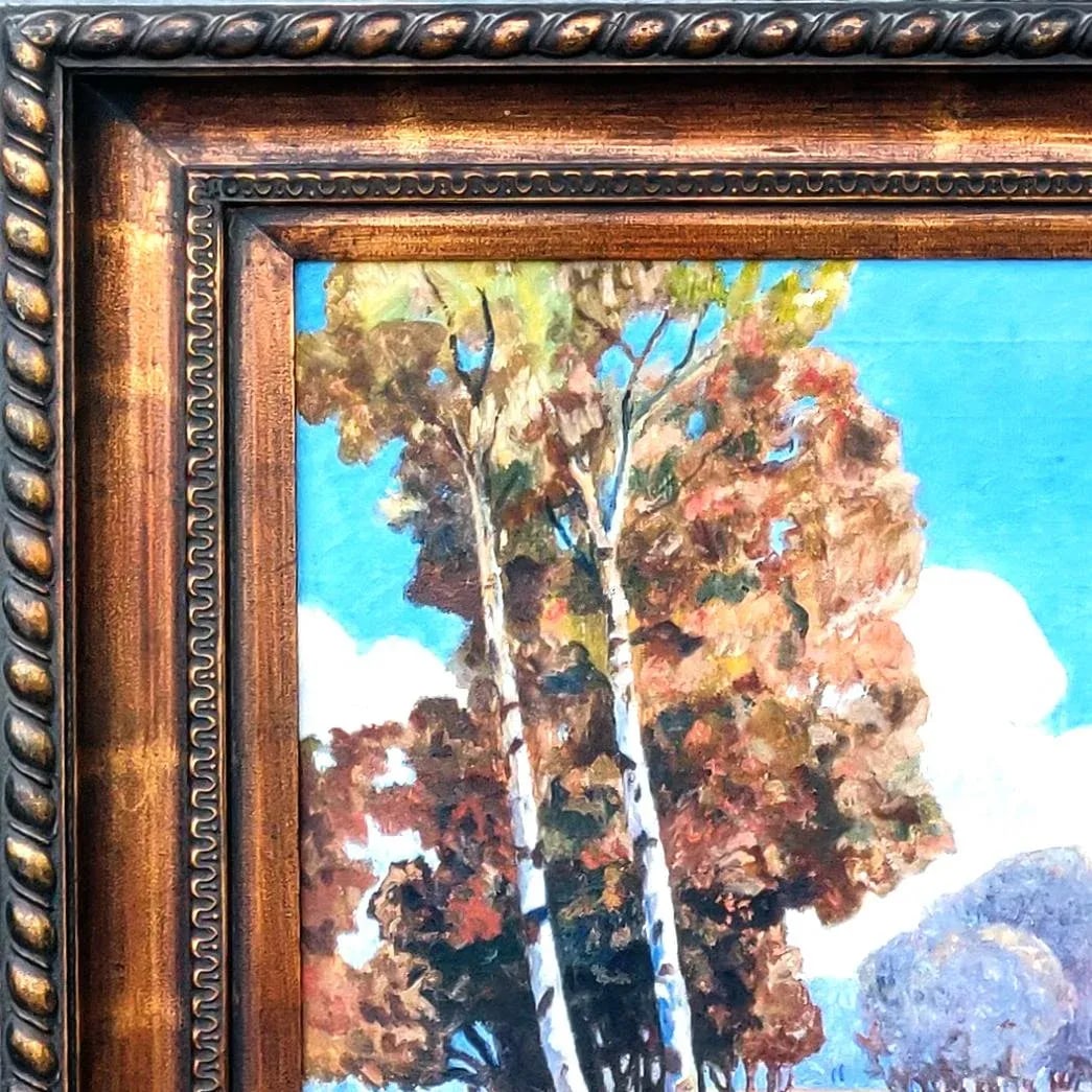 Signed Expressionist Framed Oil Painting Depicting Fall Country Brook in Vivid Colors Circa 1970s - 2