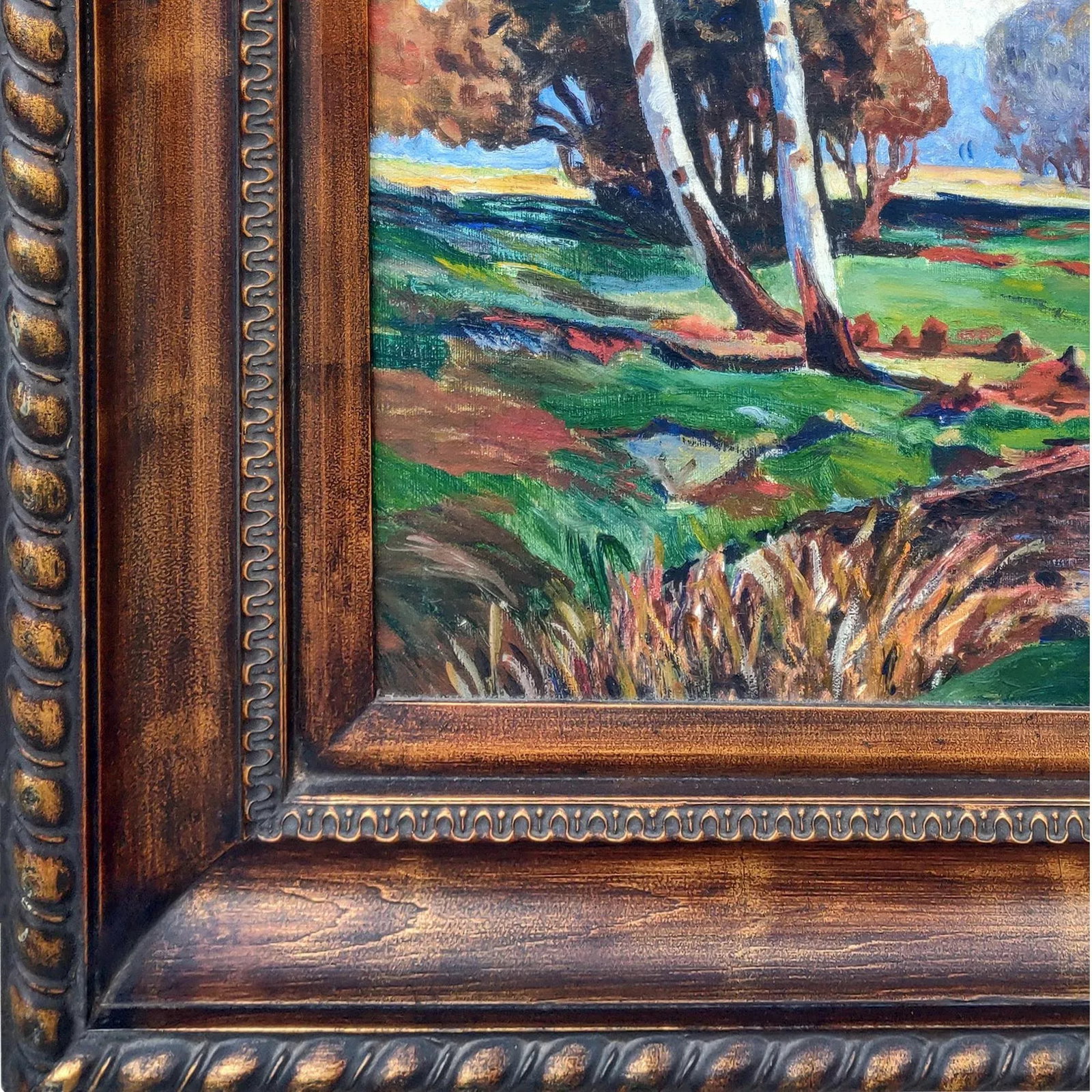 Signed Expressionist Framed Oil Painting Depicting Fall Country Brook in Vivid Colors Circa 1970s - 4