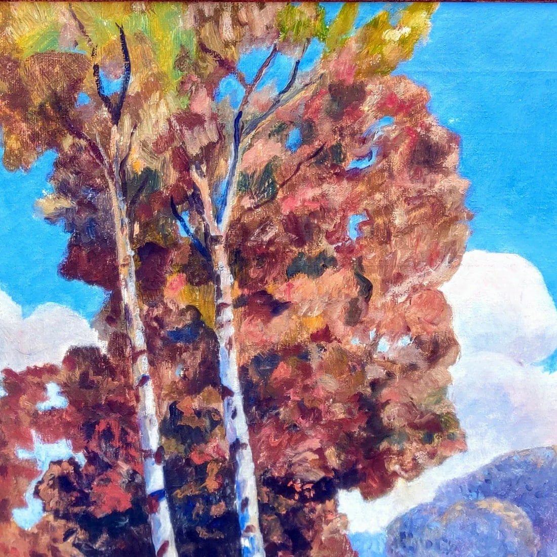 Signed Expressionist Framed Oil Painting Depicting Fall Country Brook in Vivid Colors Circa 1970s - 7