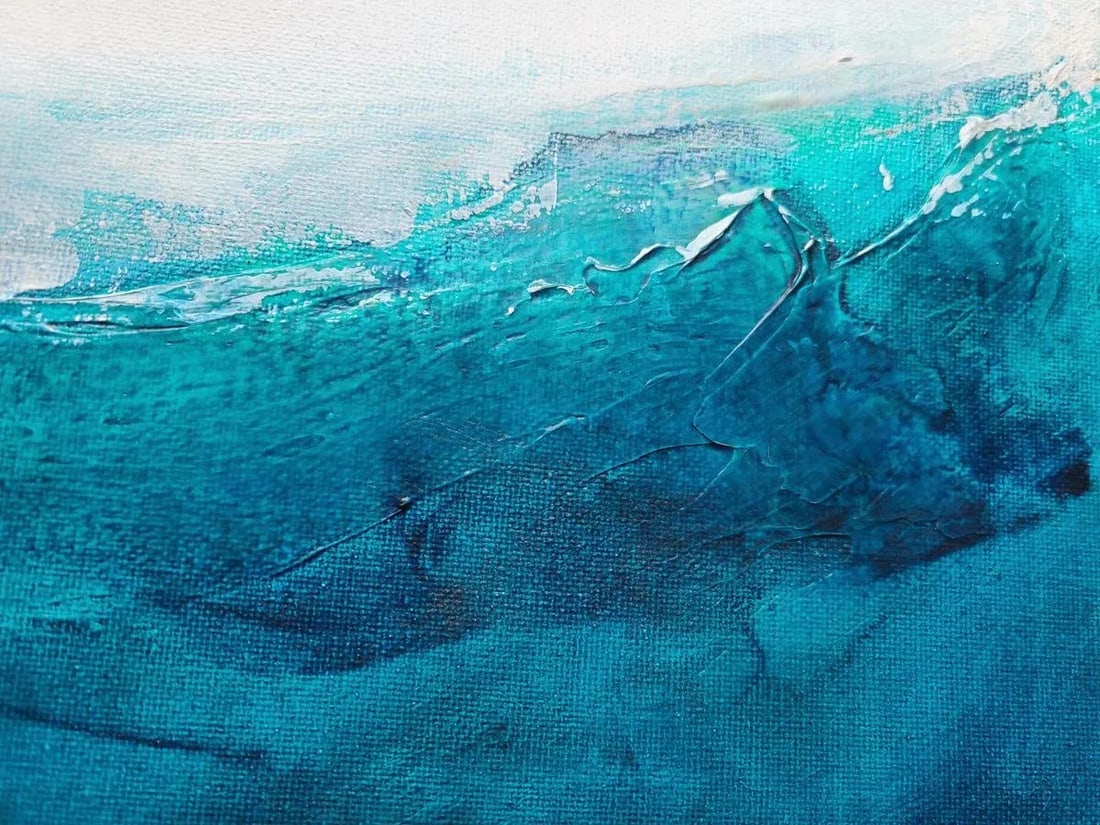 "Coastal Ripples" Contemporary Original Abstract Seascape Acrylic Painting by KR Moehr - 3
