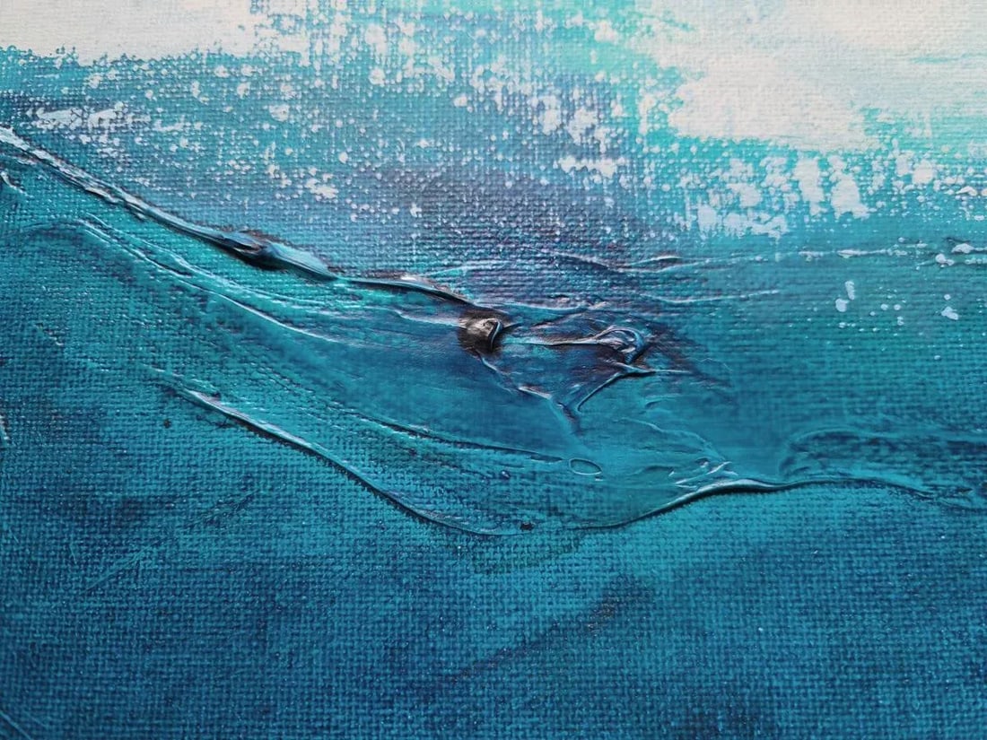 "Coastal Ripples" Contemporary Original Abstract Seascape Acrylic Painting by KR Moehr - 4