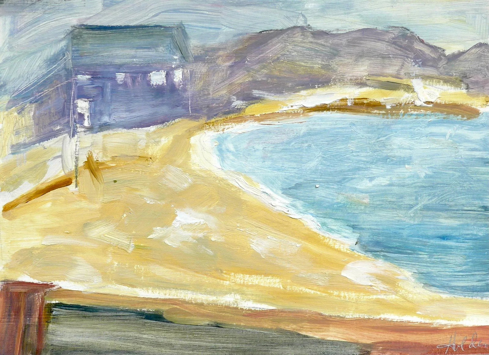 Modern "Summer Beach" Contemporary Painting on Paper - 3