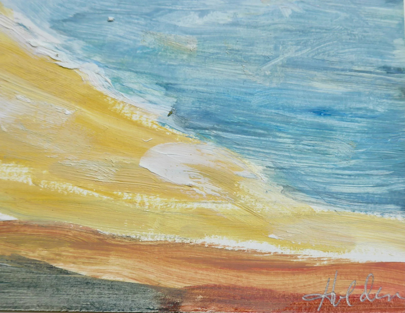 Modern "Summer Beach" Contemporary Painting on Paper - 5
