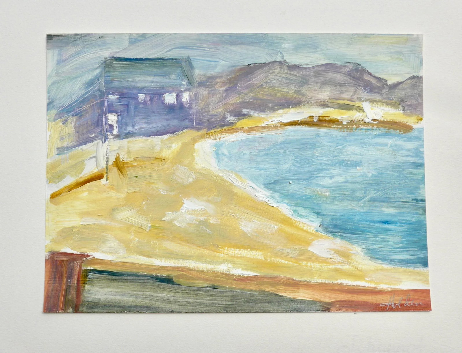 Modern "Summer Beach" Contemporary Painting on Paper - 6