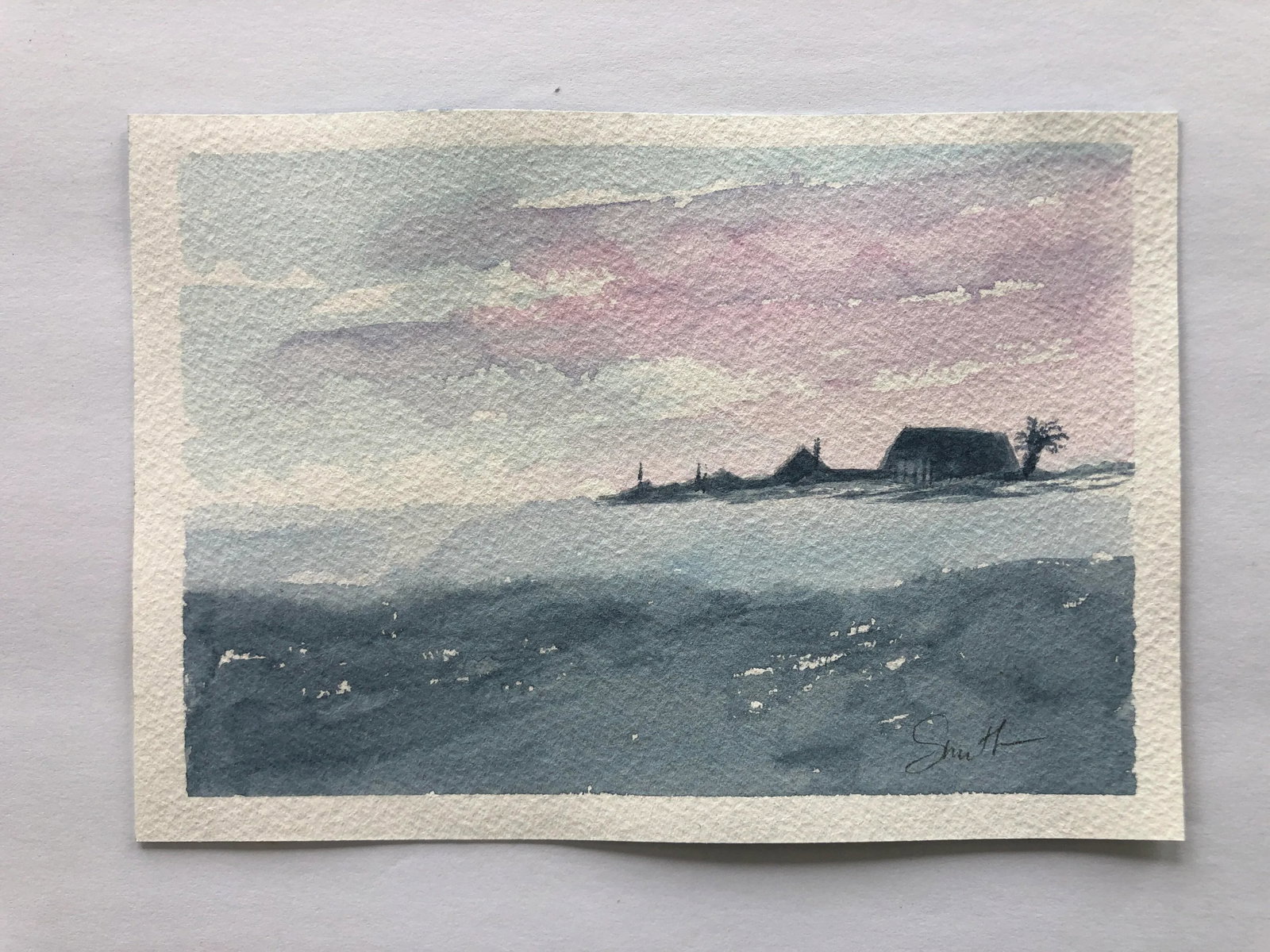 "As Day Wanes" Signed Original Watercolor Painting by Nancy Smith - 2