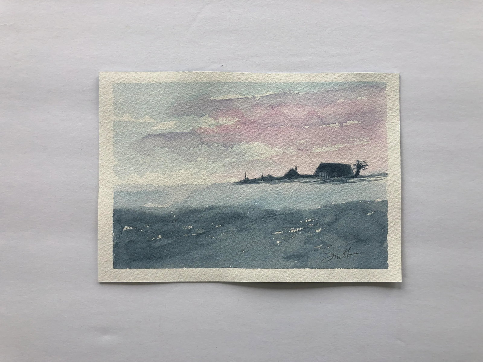 "As Day Wanes" Signed Original Watercolor Painting by Nancy Smith - 3
